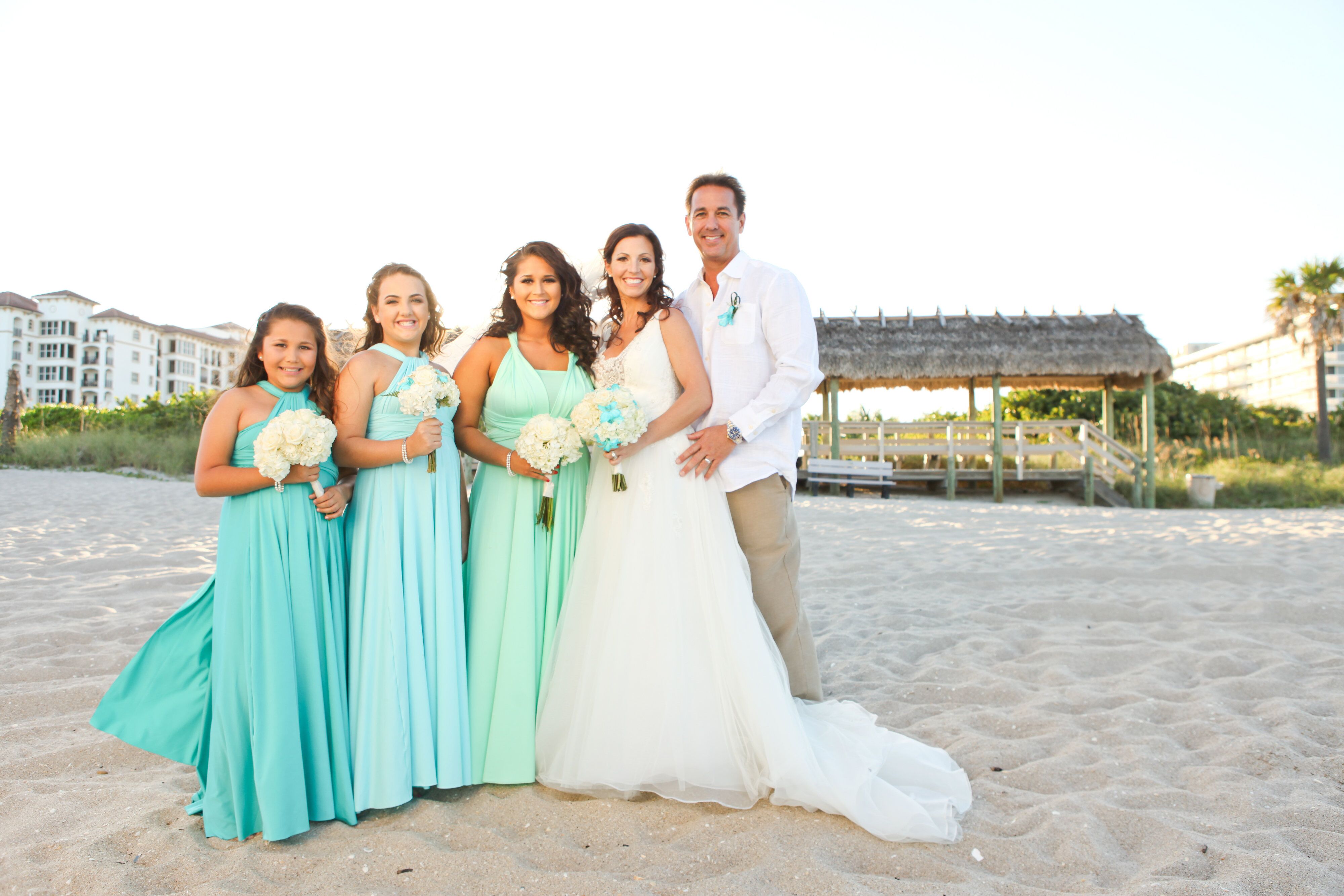 Seafoam and Blue Beach Bridesmaid Dresses