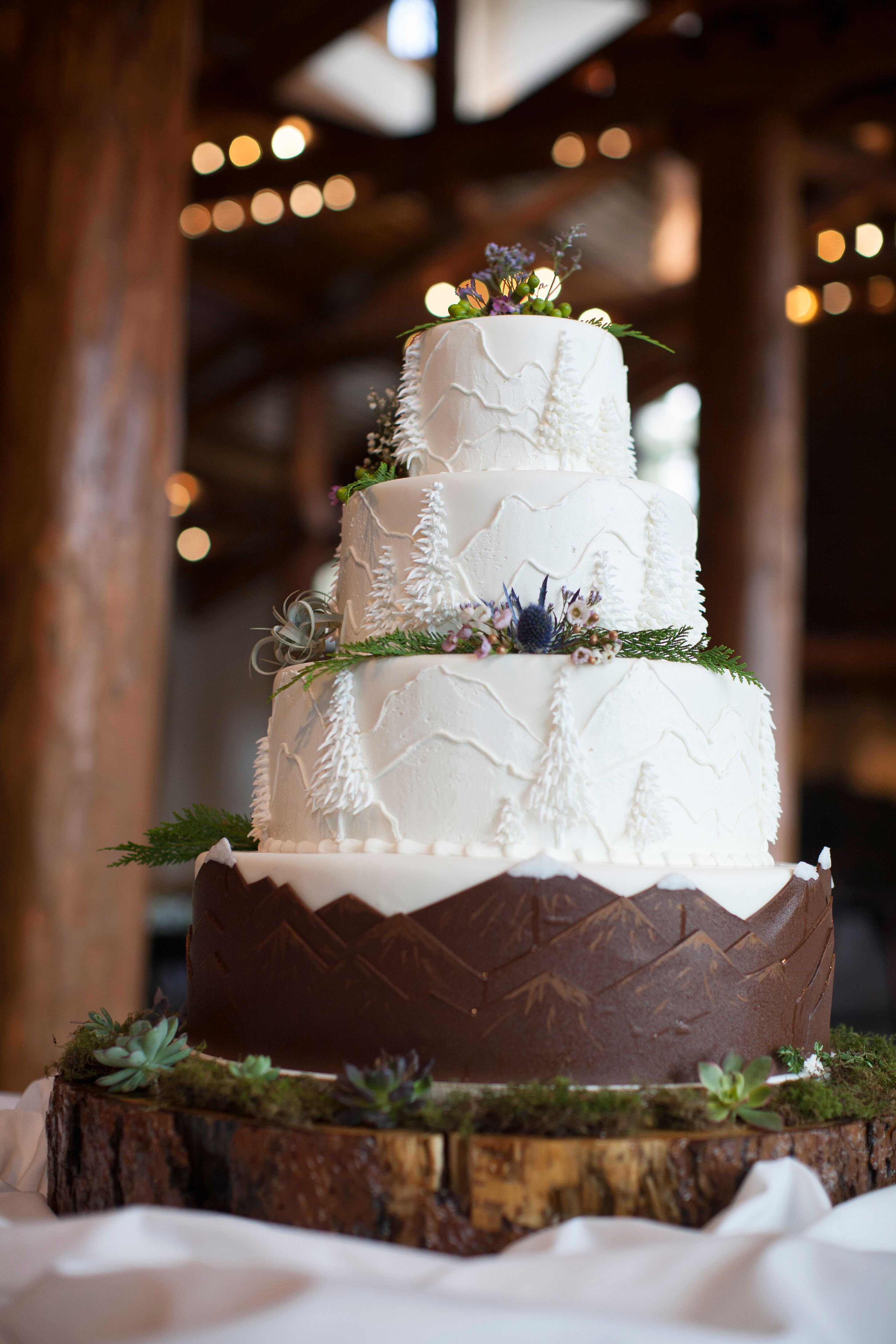 Outdoorsy Mountain Wedding Cake