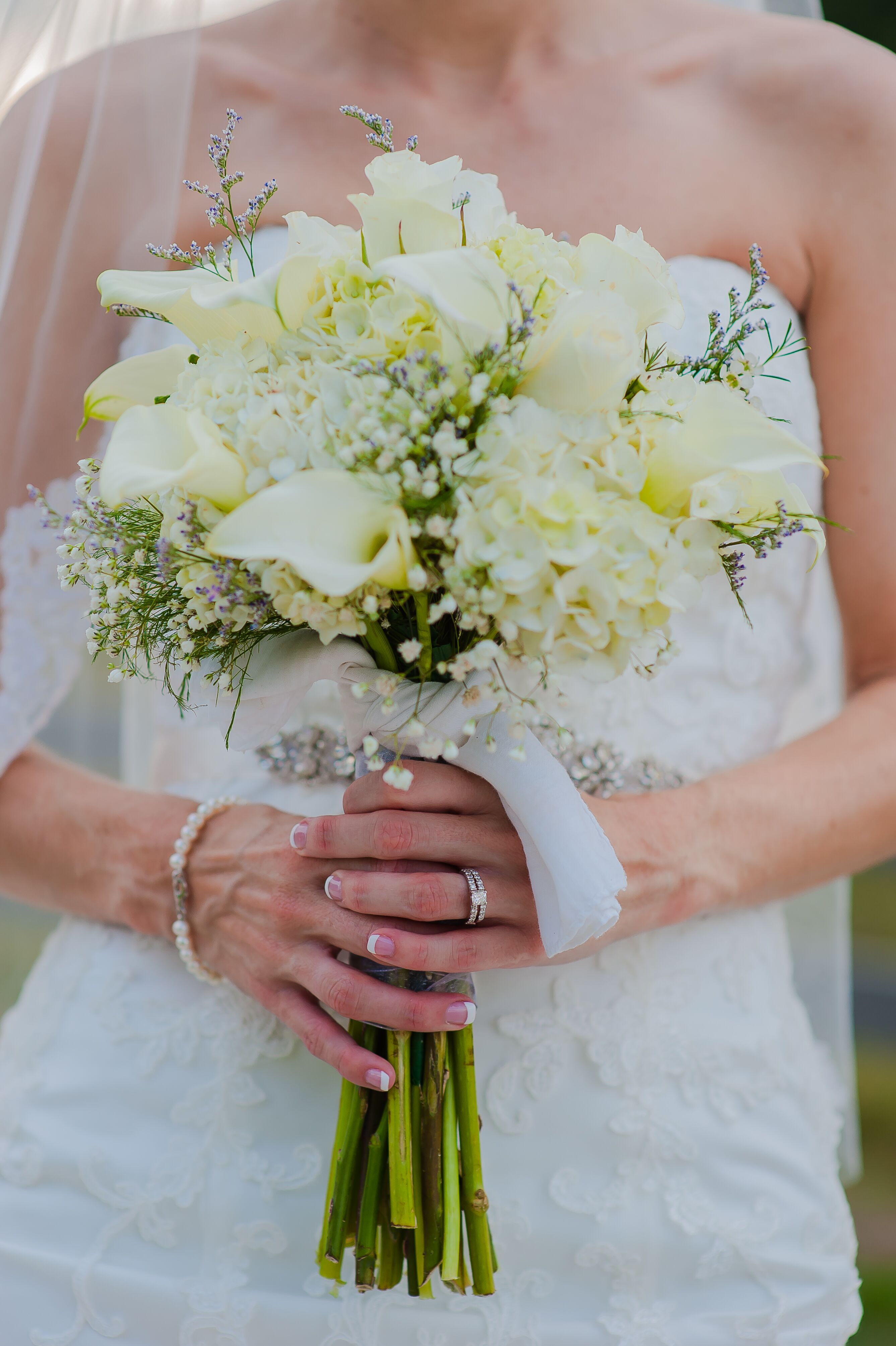 All-White Calla Lily, Hydrangea, and Baby's Breath Bouquet