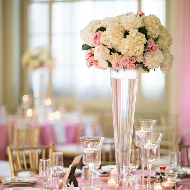 Tall Pink and White Centerpieces