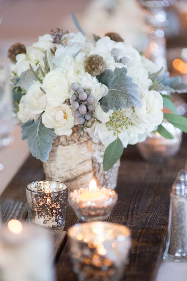 Rustic Wood and Candle Centerpieces