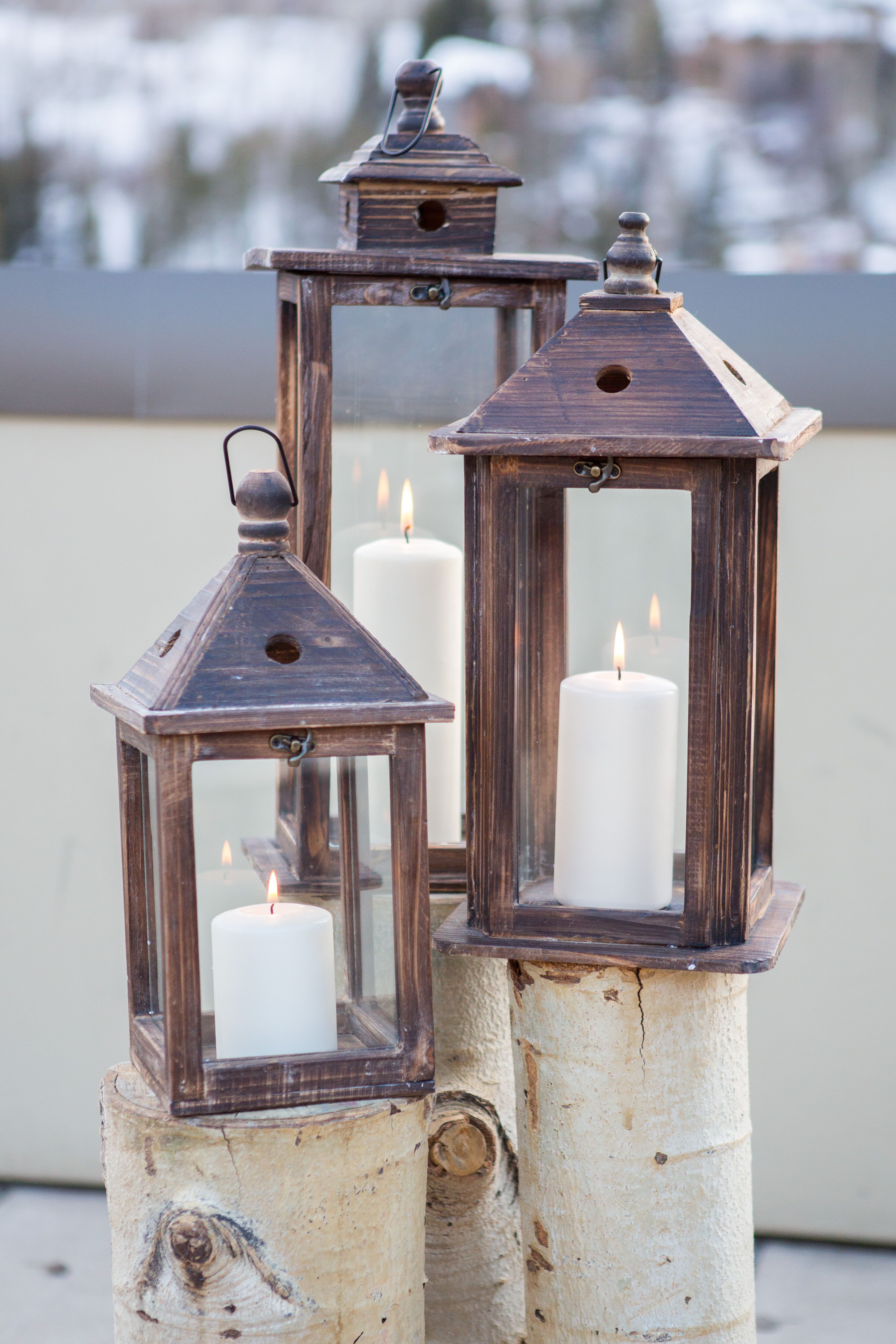 Lantern And Aspen Tree Alter Decor