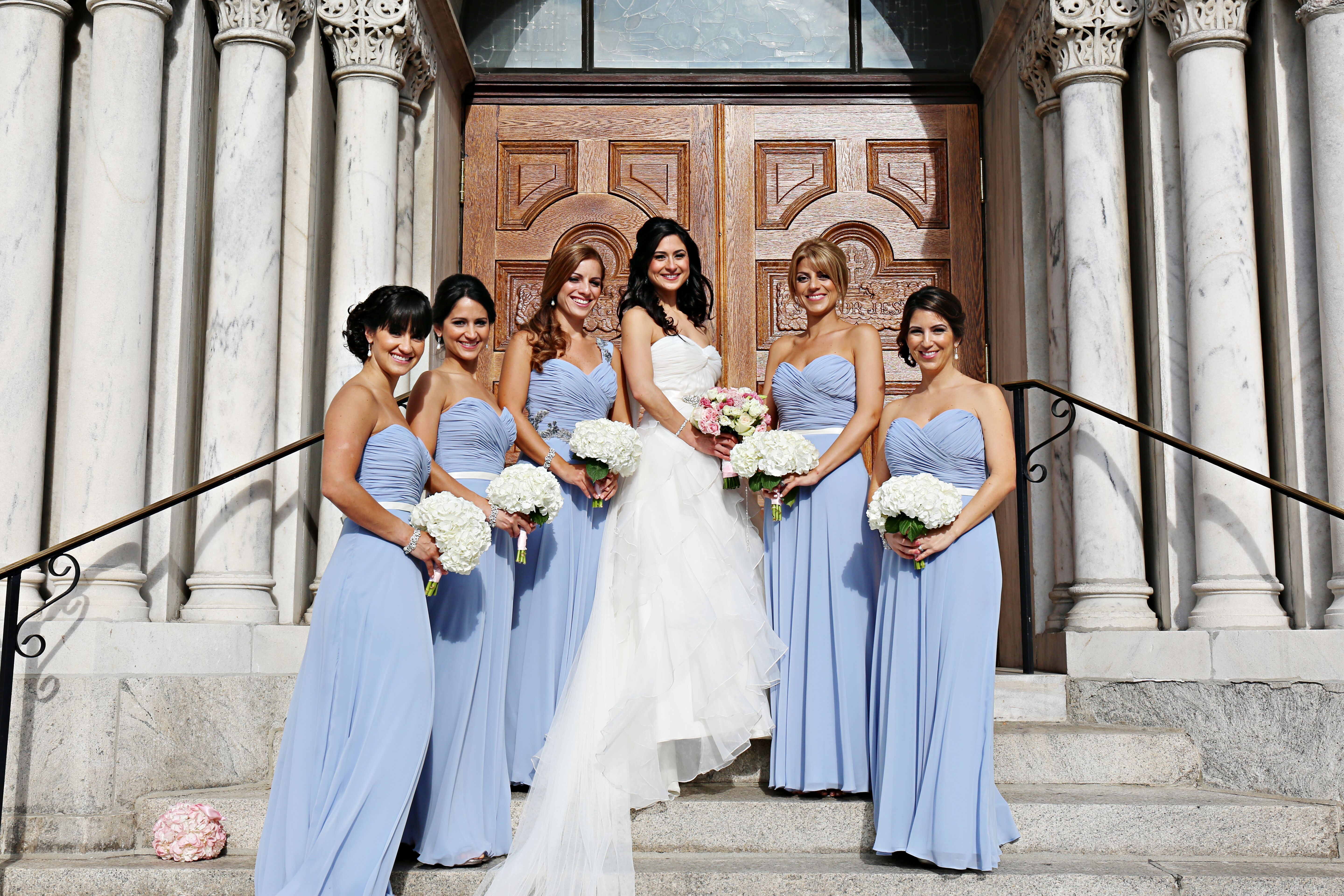 Tampa, Florida Strapless Powder Blue Bridesmaid Dresses