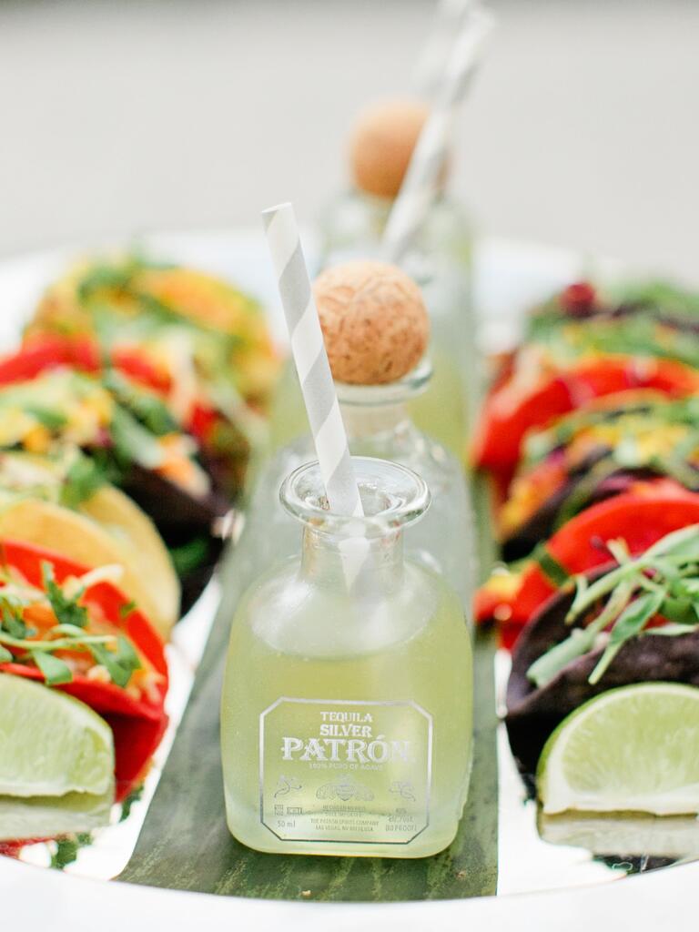 Tacos and Margaritas in Mini Patron Bottles