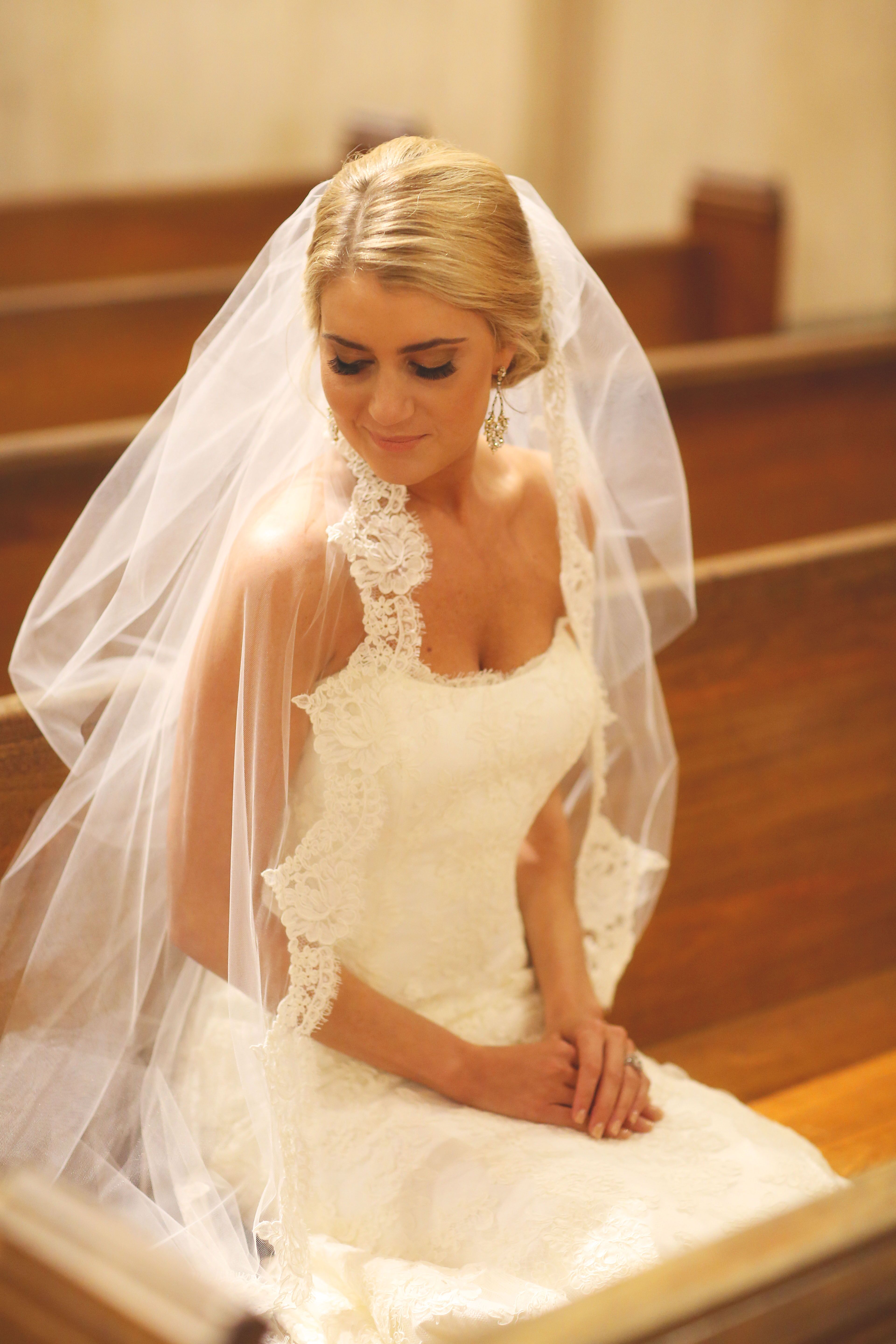 Traditional Cathedral Length Veil with Alencon Lace