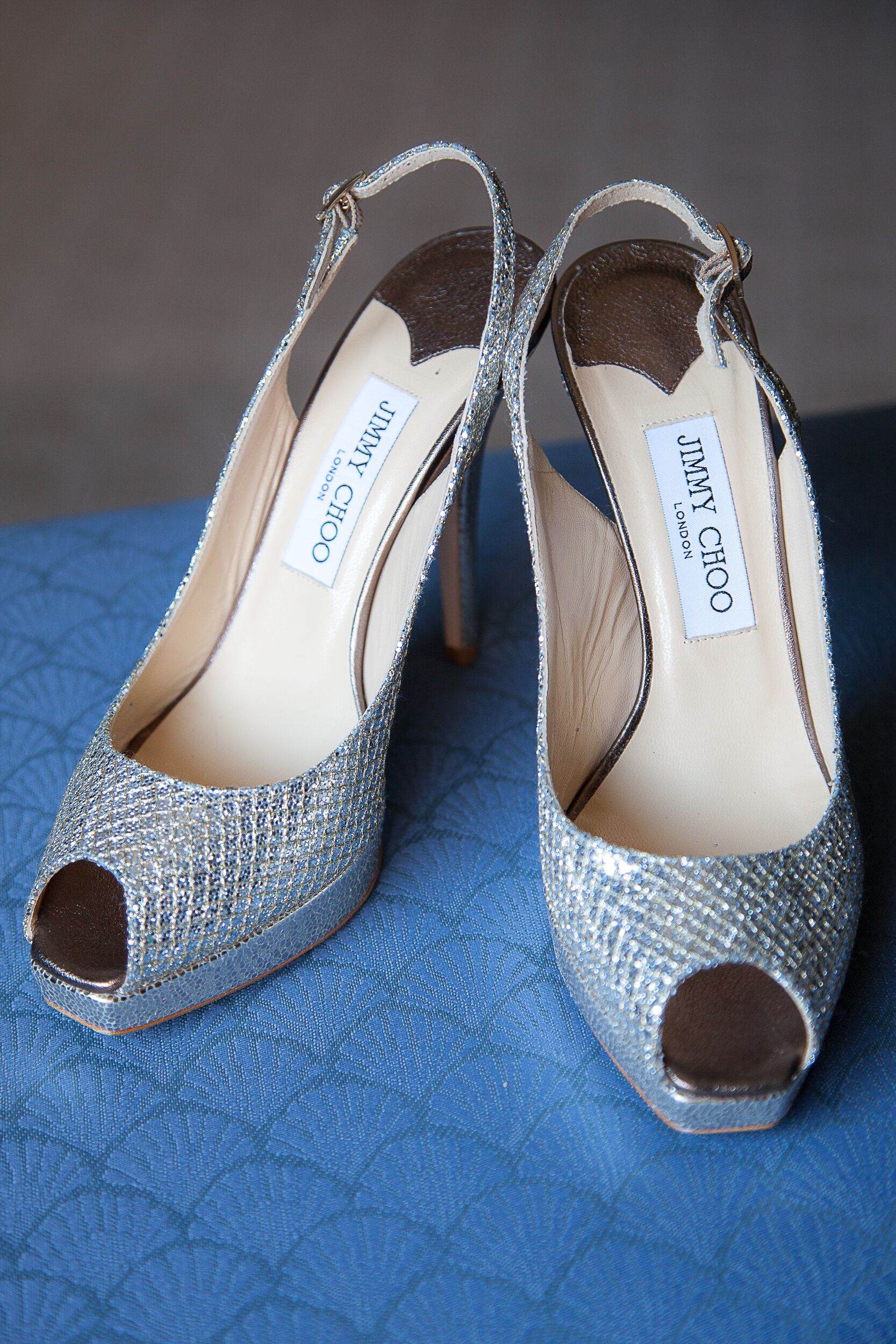 Jimmy Choo Peep Toe Heels in Silver