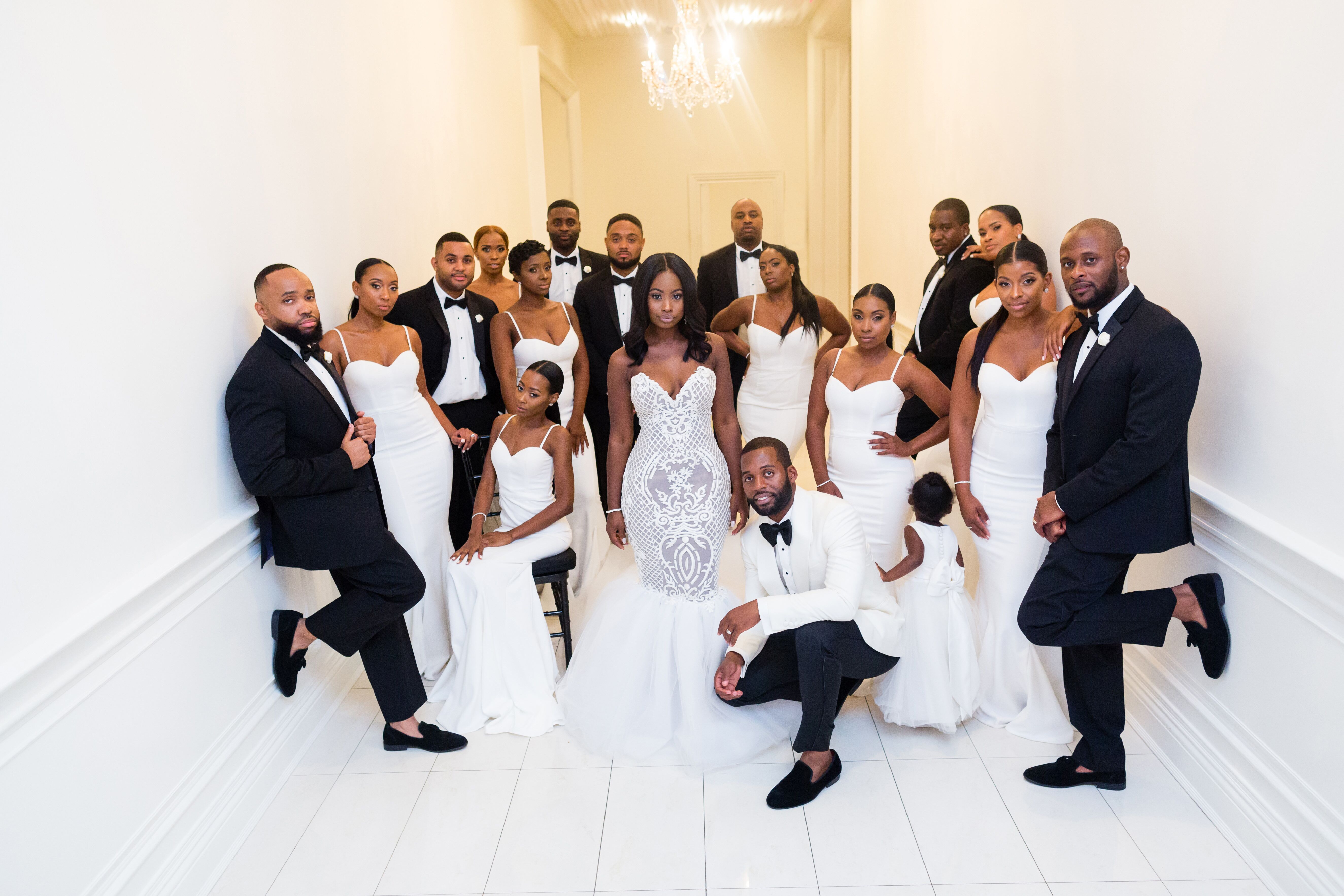 black and white bridesmaid dresses