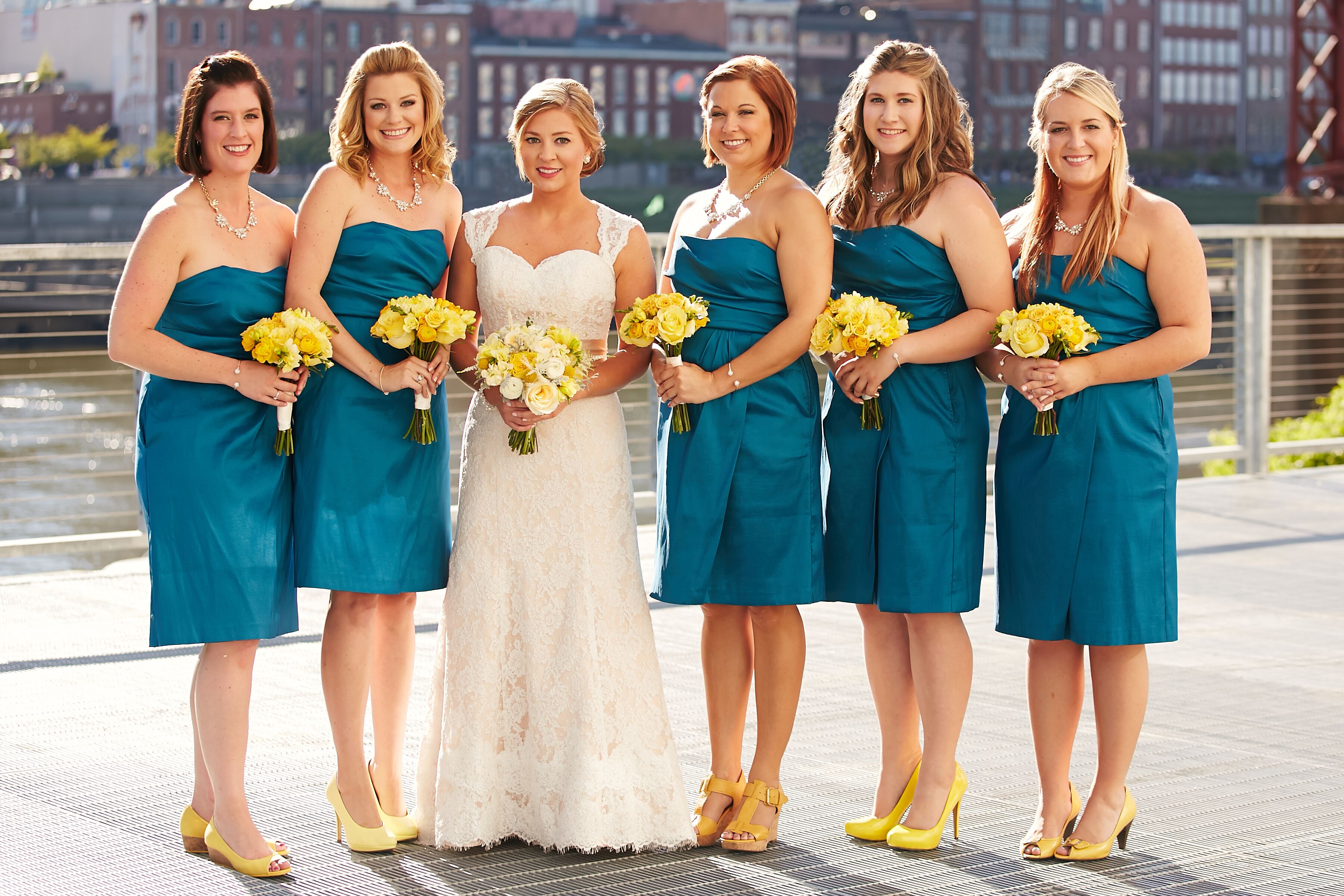 Turquoise and Yellow Wedding Dress