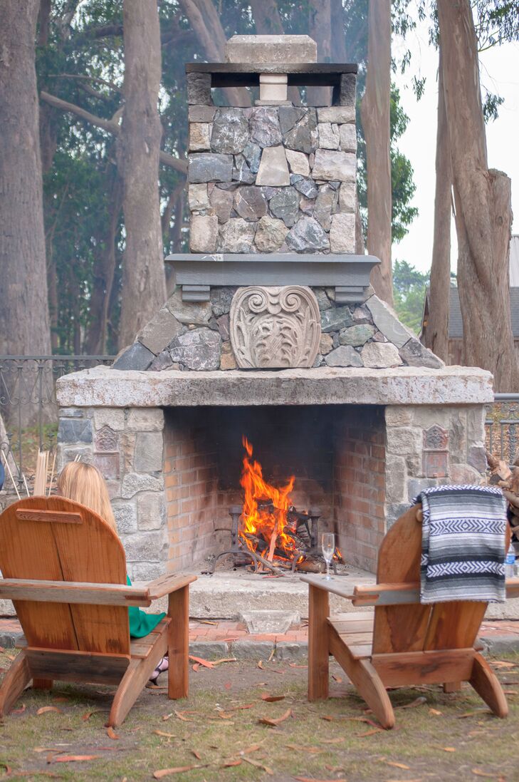 Outdoor Fireplace and Adirondack Chairs