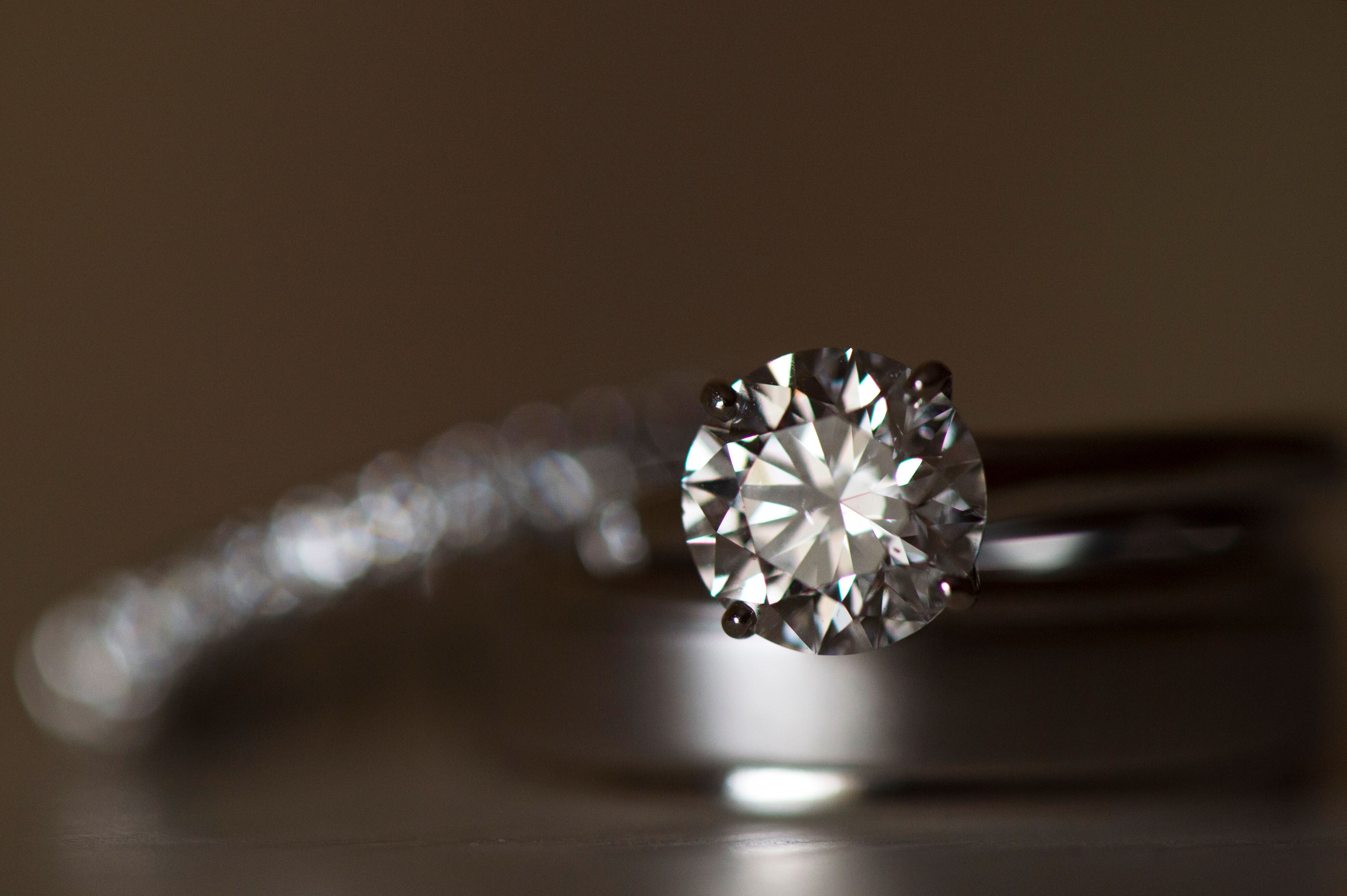 Round Stone in Square Setting Engagement Ring