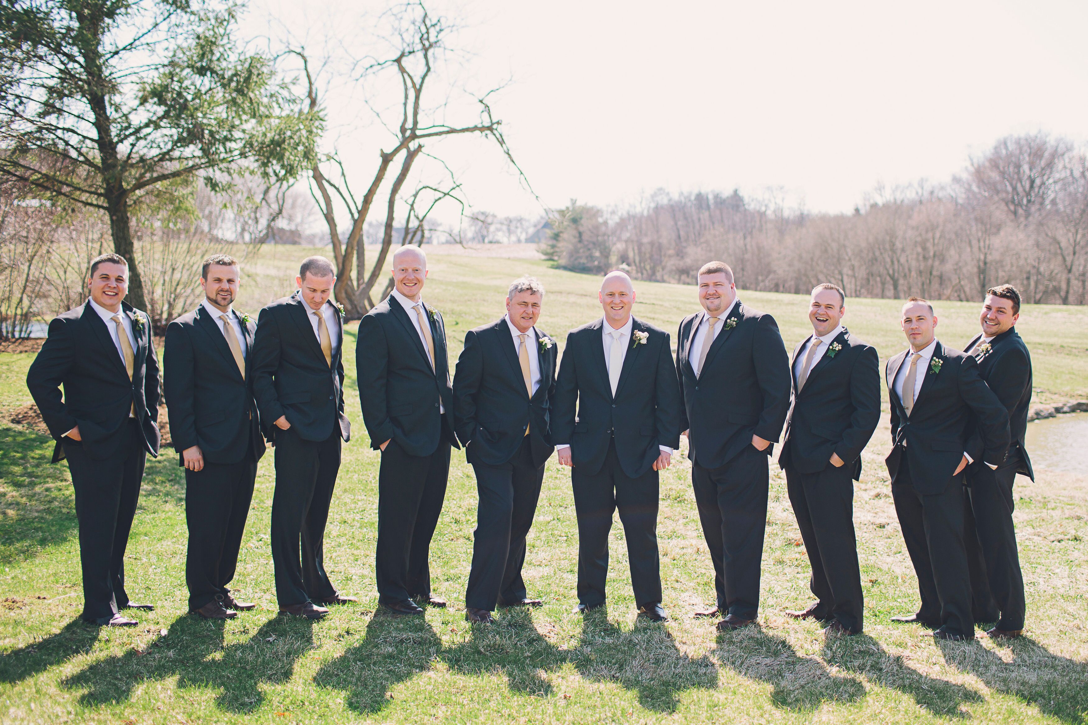 Black and store gold groomsmen suits