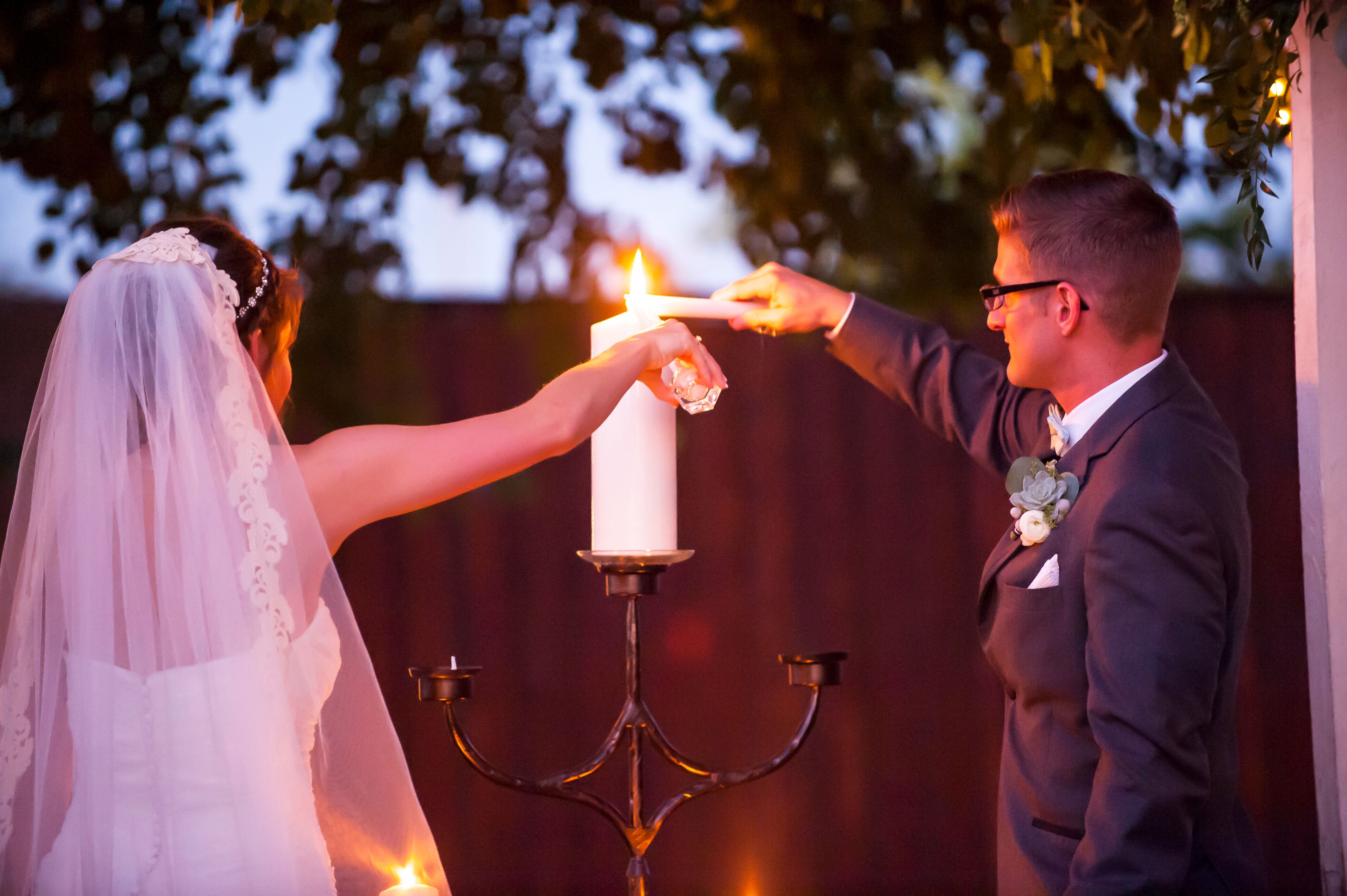 Unity Candle Ceremony in Glendale, Arizona Backyard