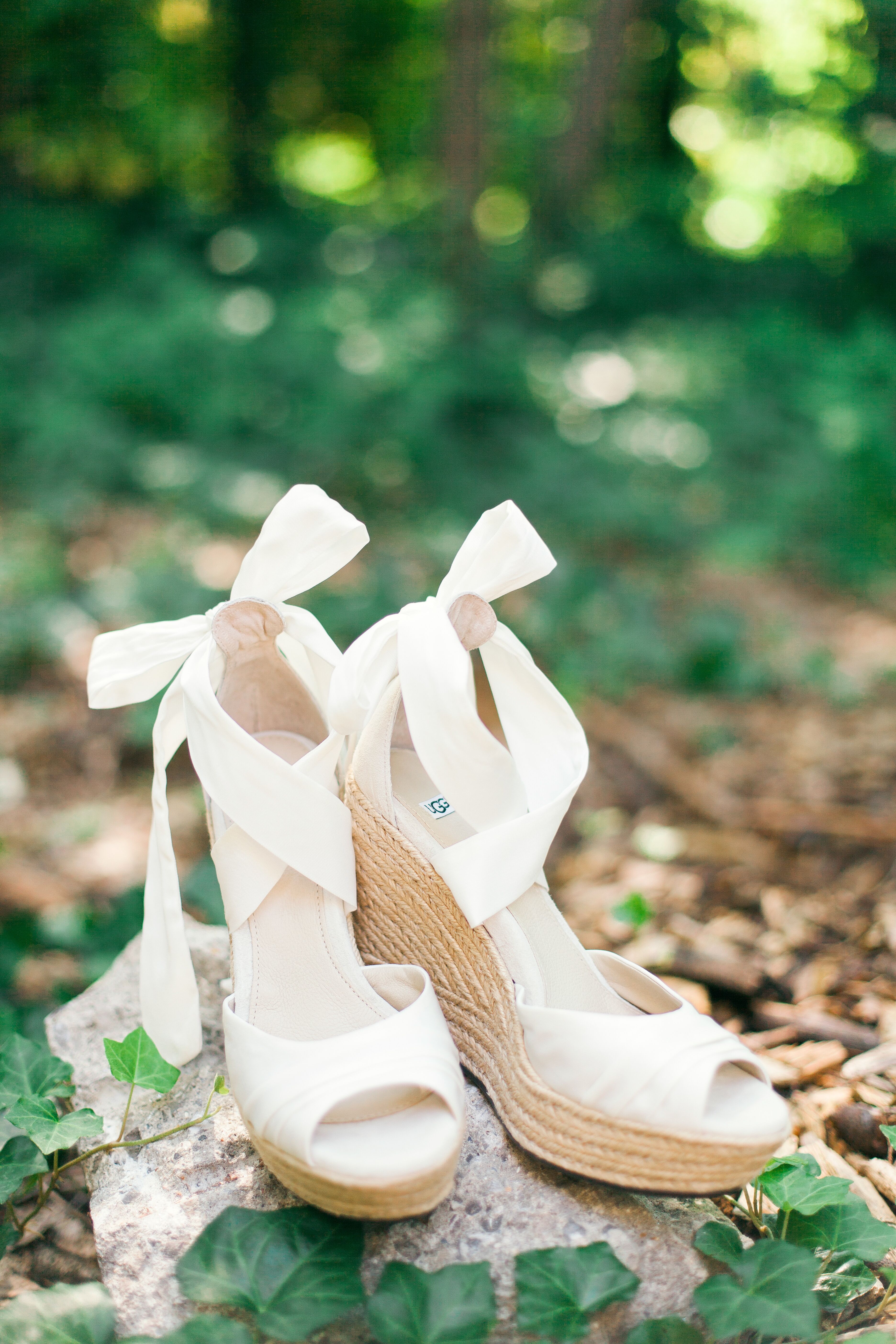 Ivory Peep-Toe Bridal Wedge Shoes