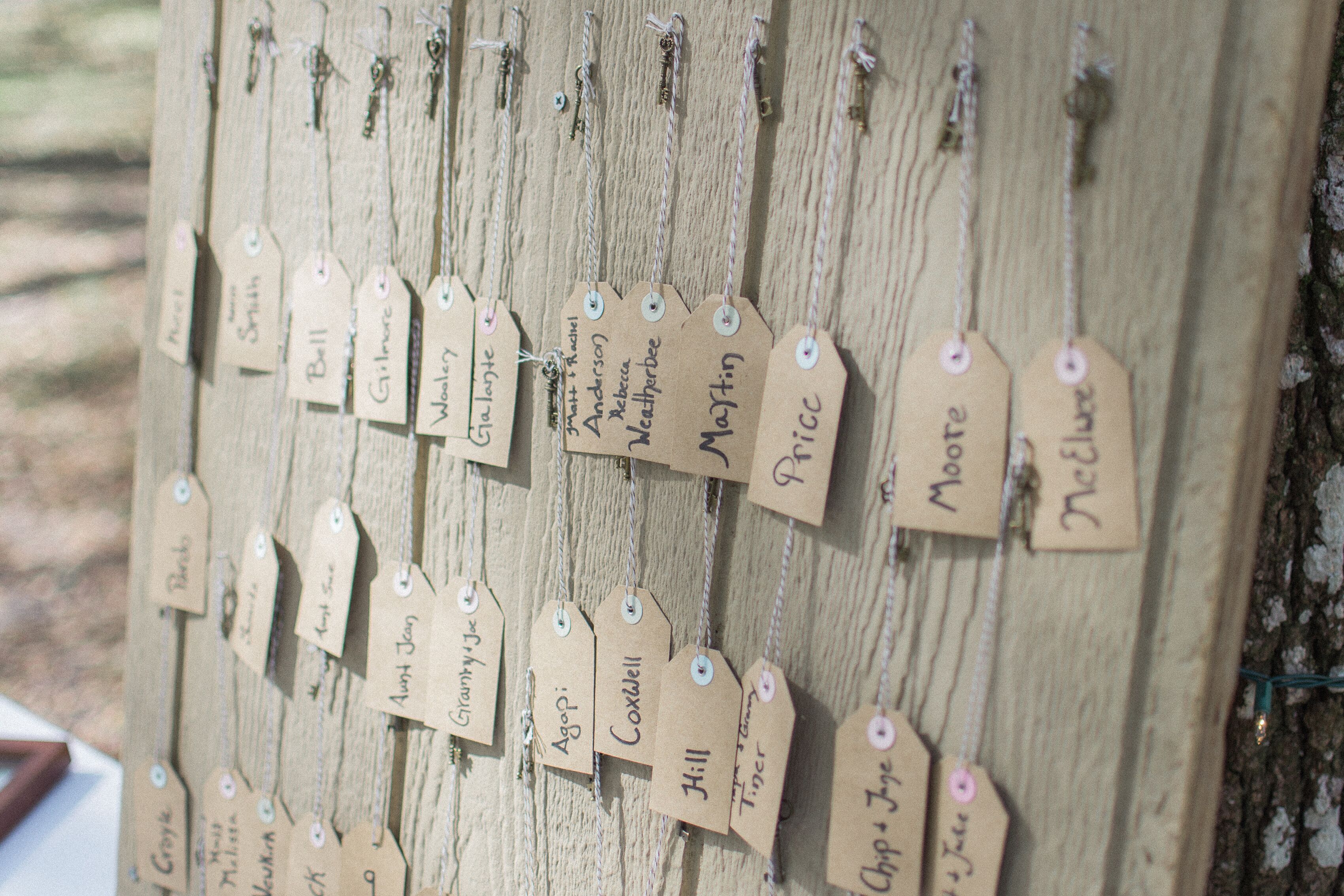 Simple Taupe Place Cards with Key Accents