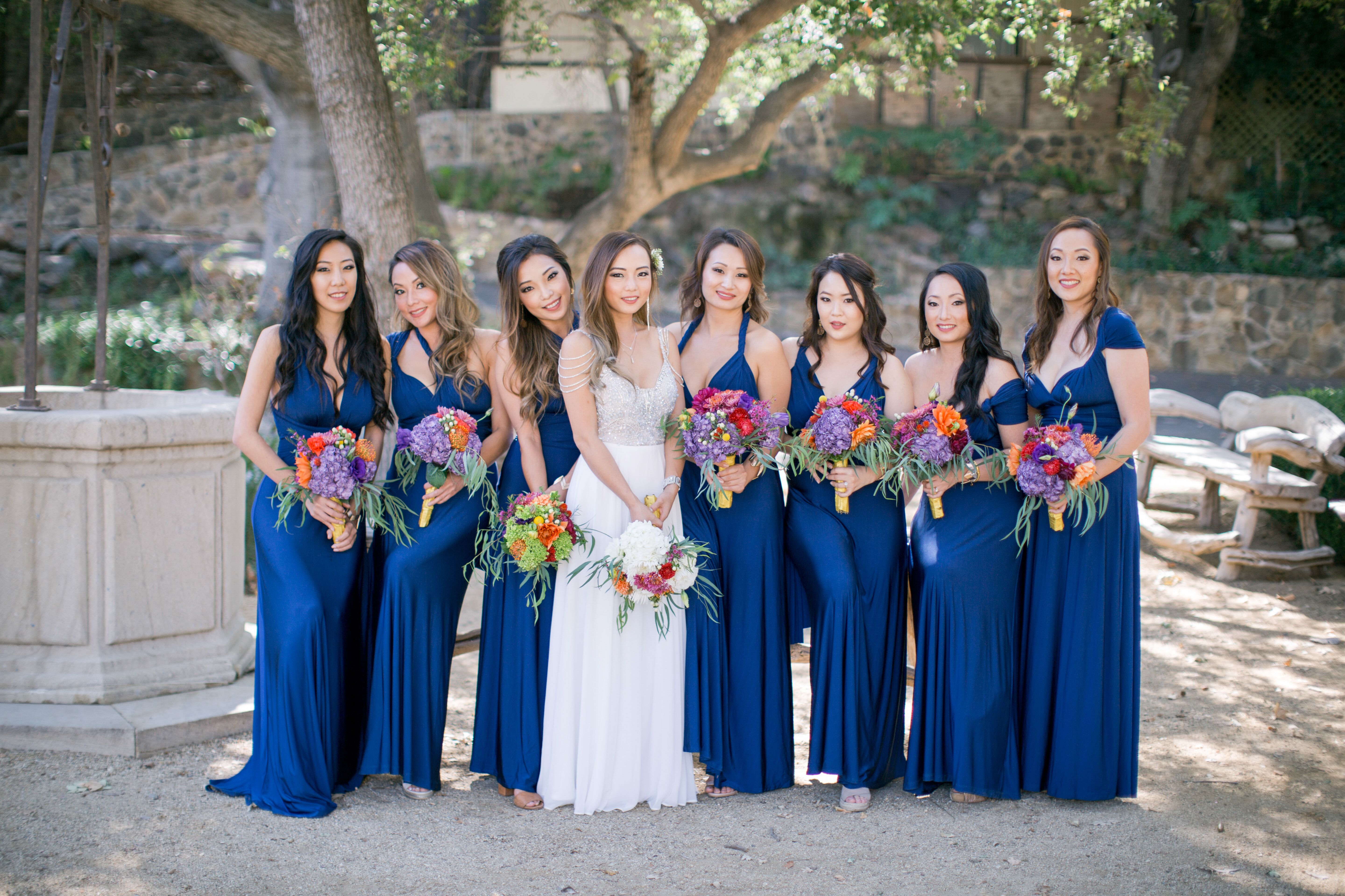 deep blue bridesmaid dresses