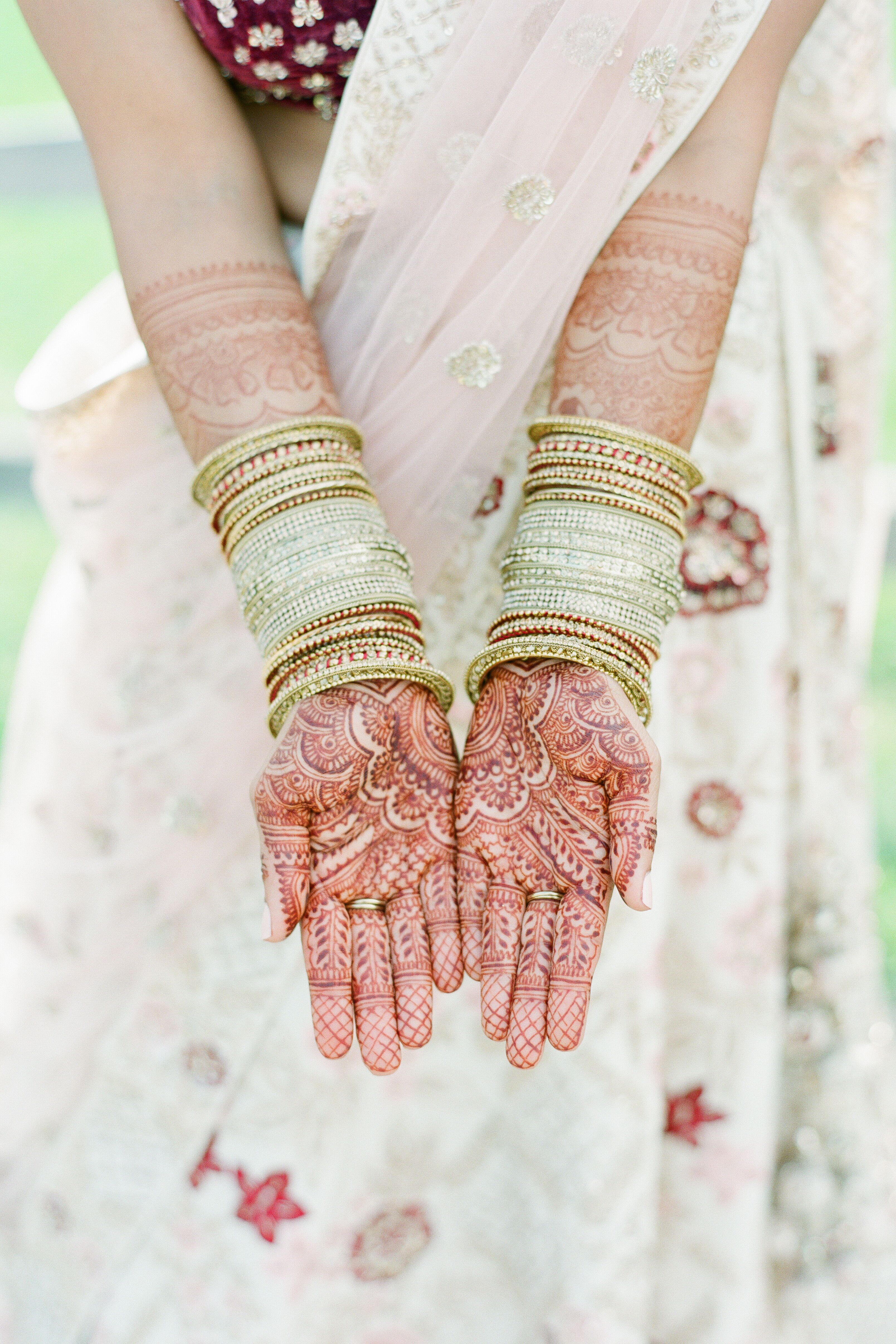 Indian Bride Wearing Henna And Bangles