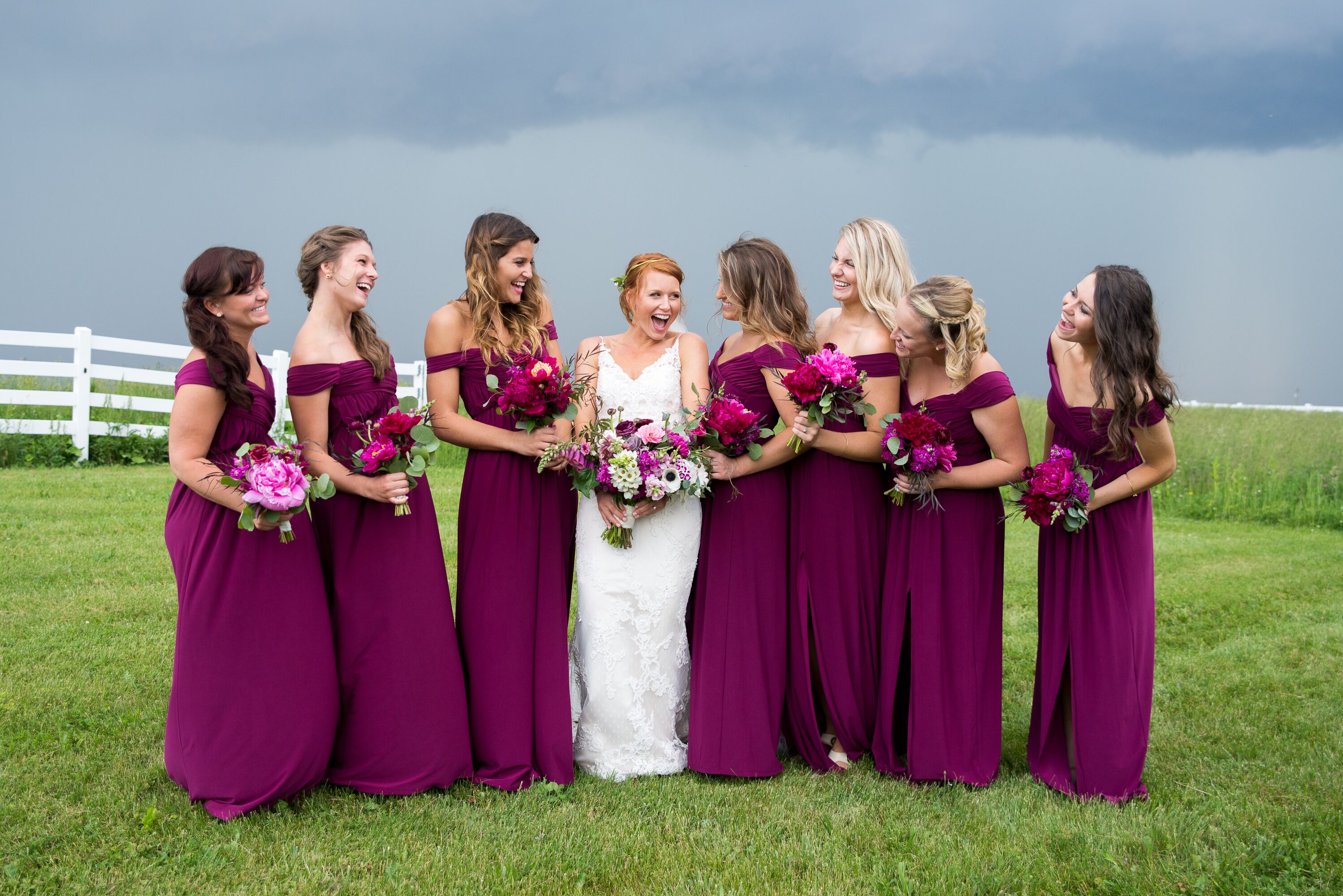 Berry pink bridesmaid discount dresses