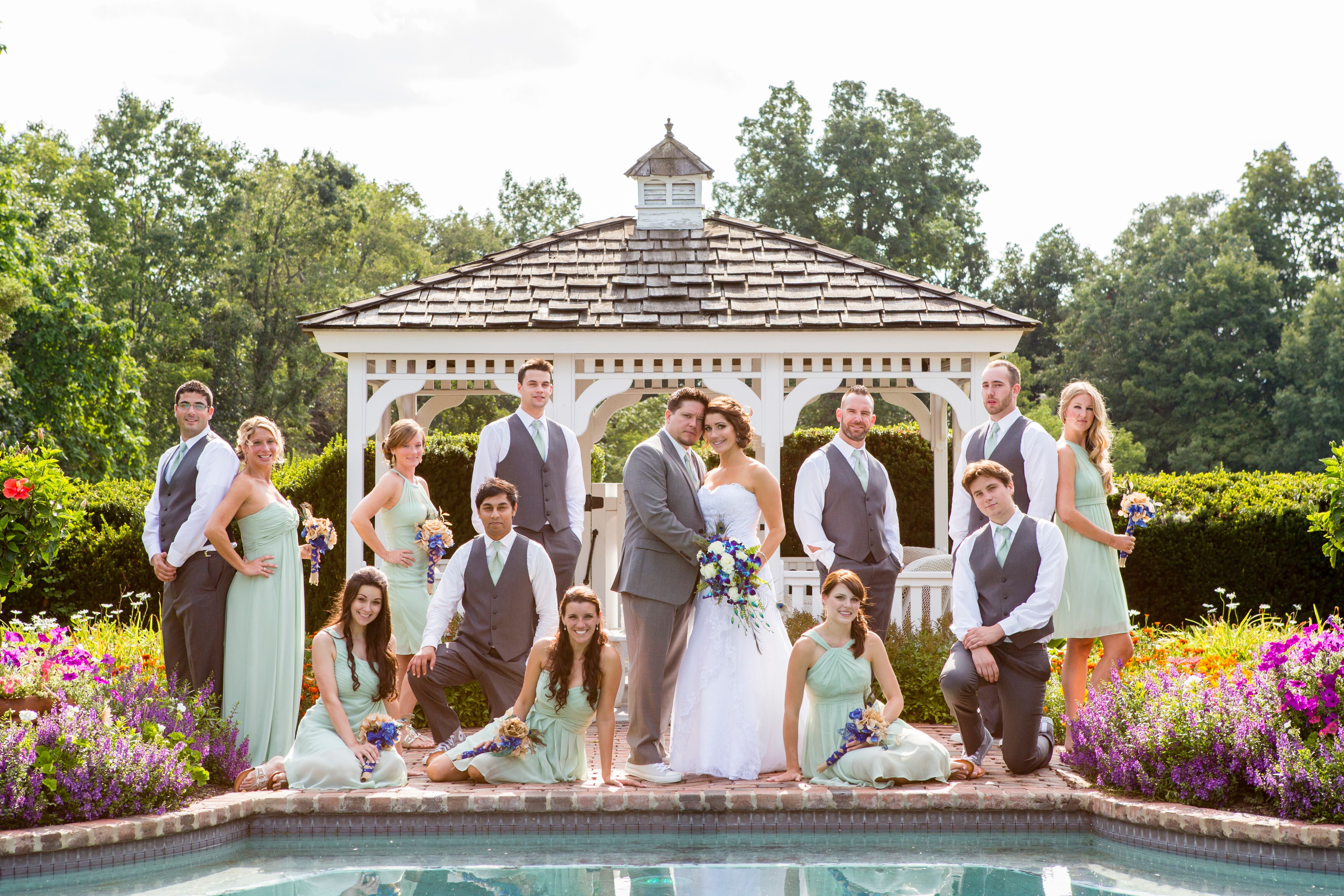 Pale Green and Gray Wedding Party