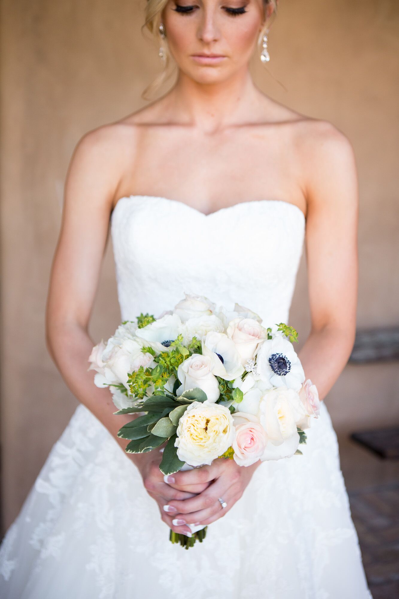 Ivory and Blush Bouquet With Anemones and Garden Roses