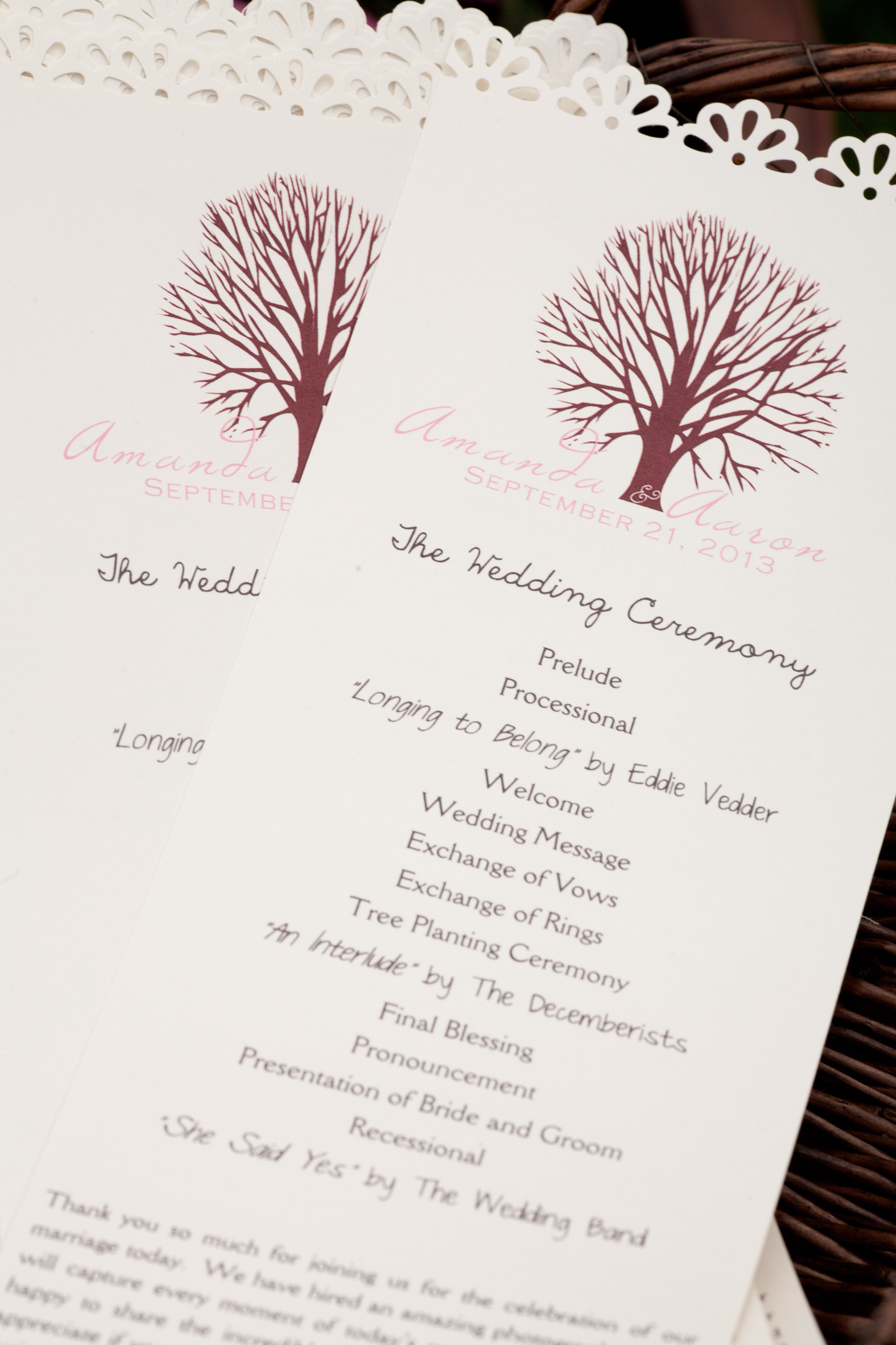Tree-Themed Wedding Ceremony Programs