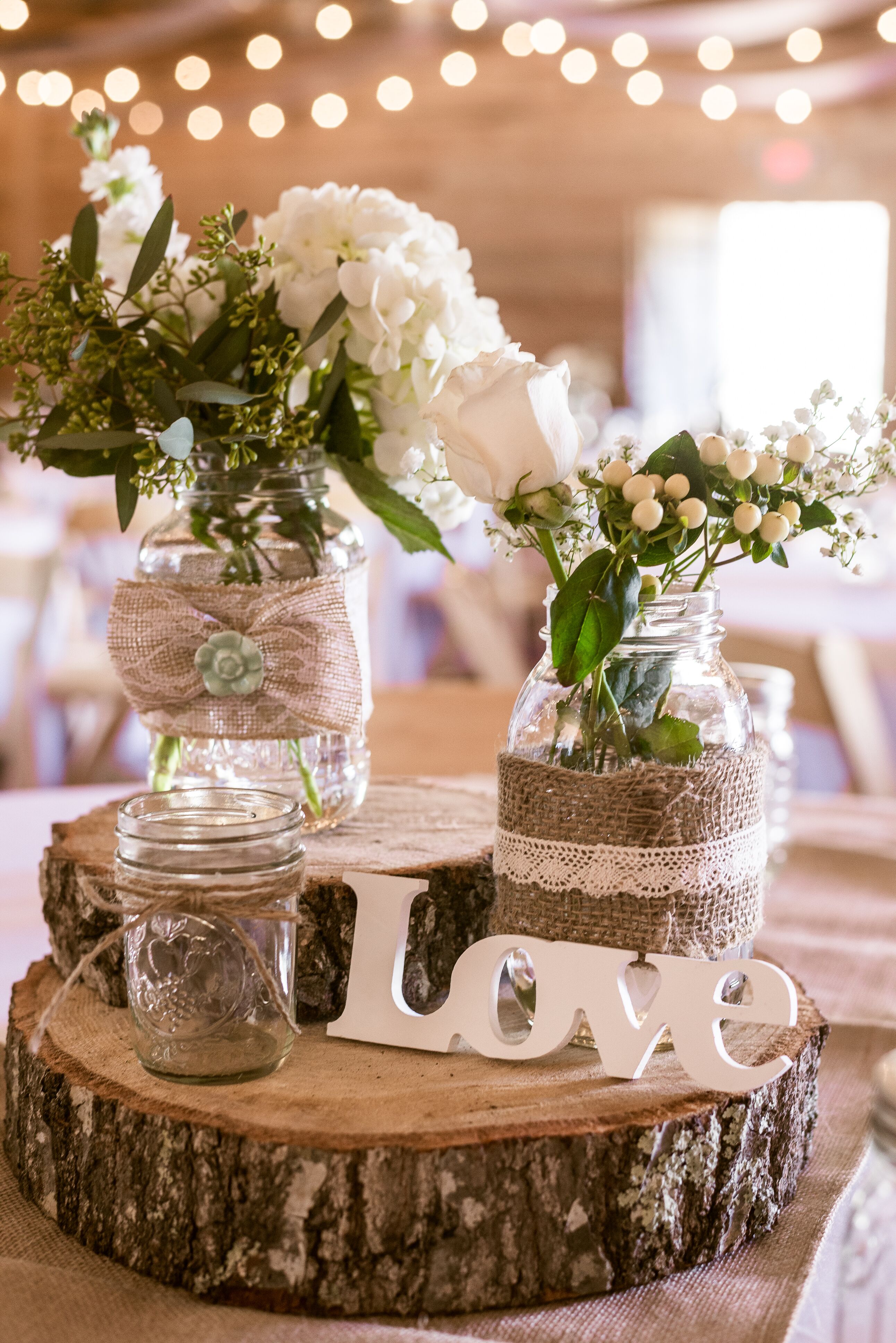 Rustic Wooden Chargers With Simple Centerpieces