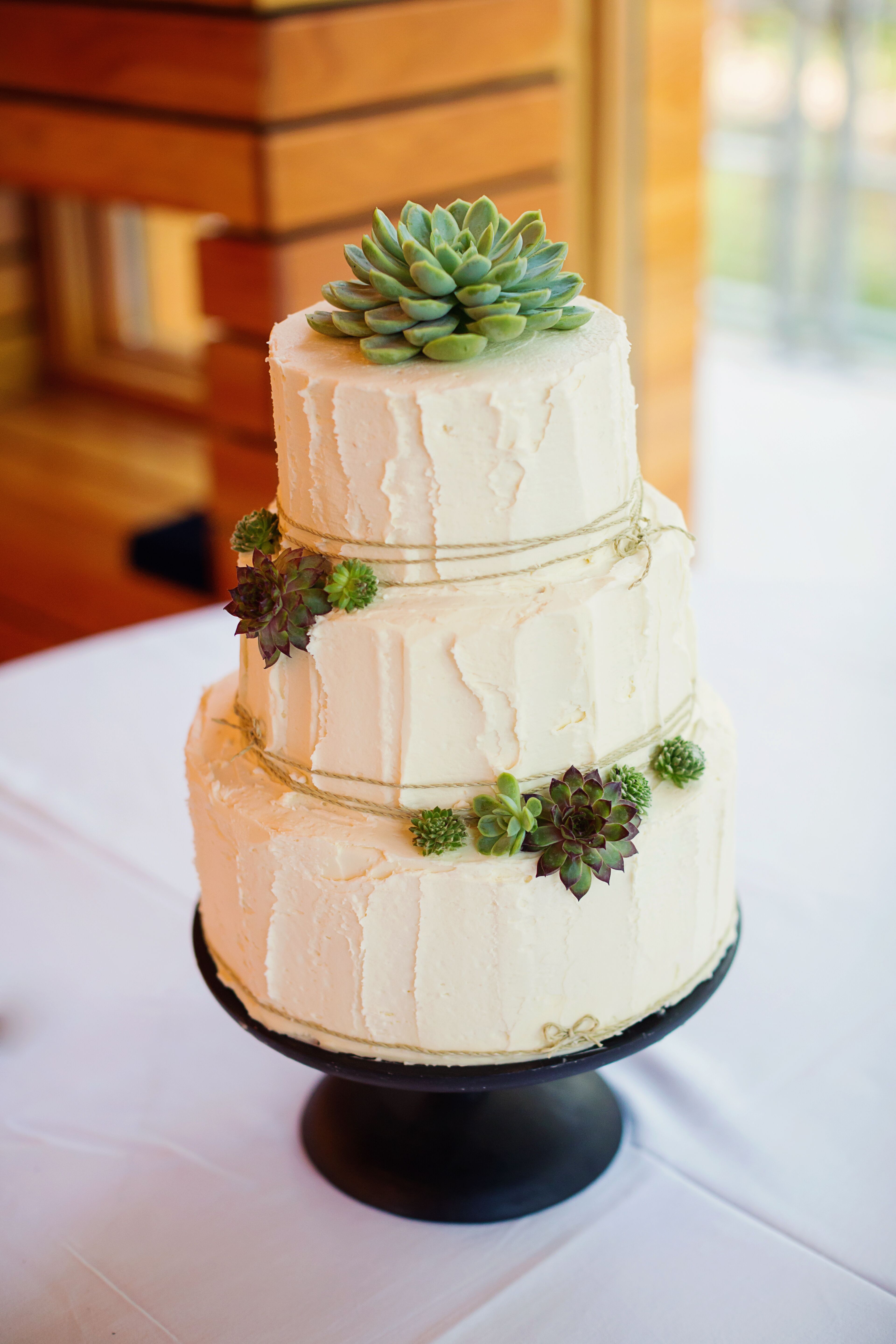 Buttercream Wedding Cake with Succulent Detail