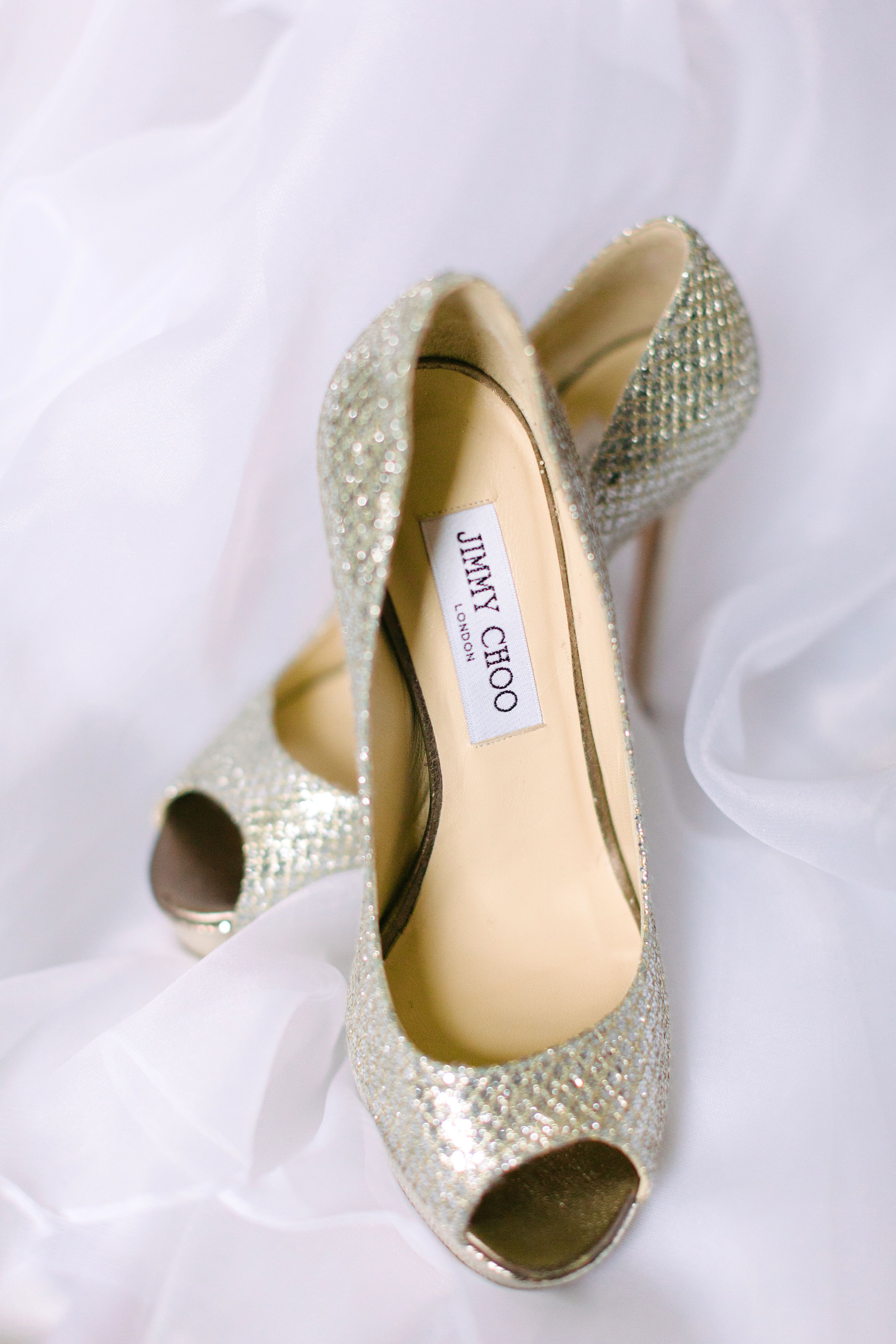 Shimmery Gold Jimmy Choo Peep Toe Heels