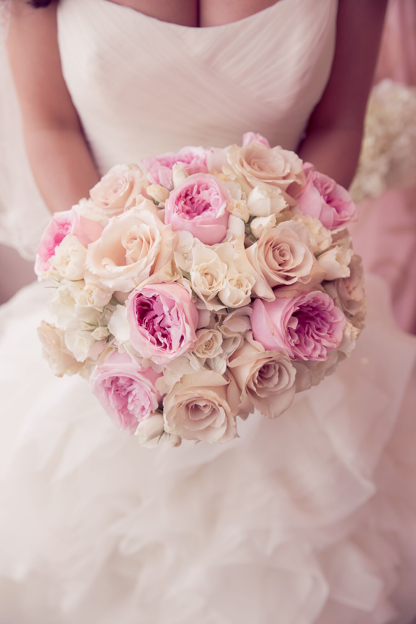 Blush Garden Roses In Ivory Bridal Bouquet