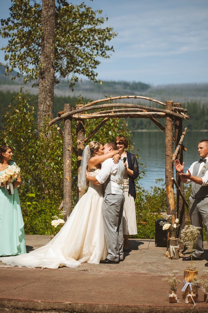 Rustic Unfinished-Wood Wedding Arbor