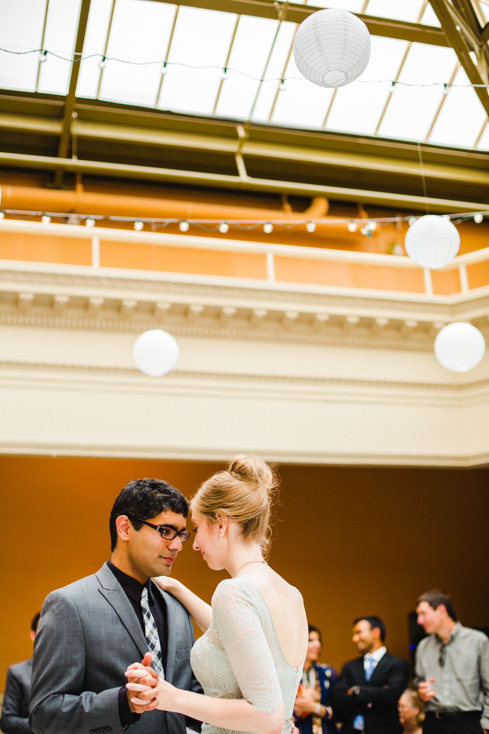 String Lights over Reception Dance Floor