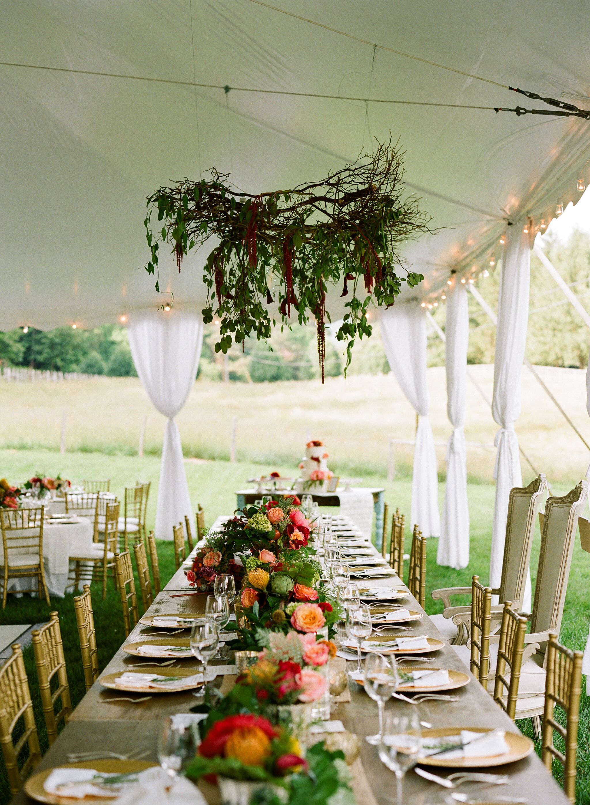 Hanging Natural Branch and Greenery Chandelier