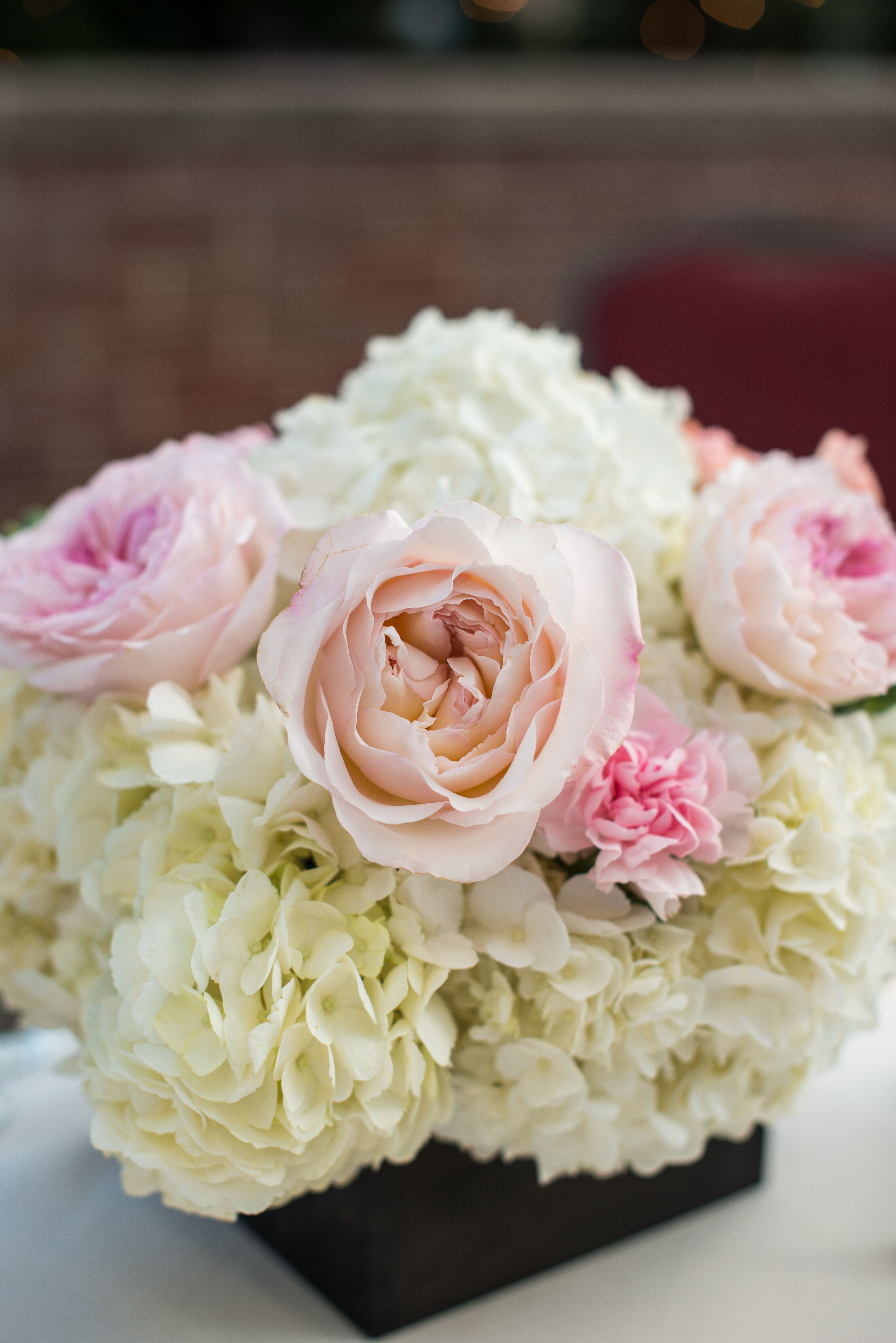 Rose, Carnation, Hydrangea Centerpieces