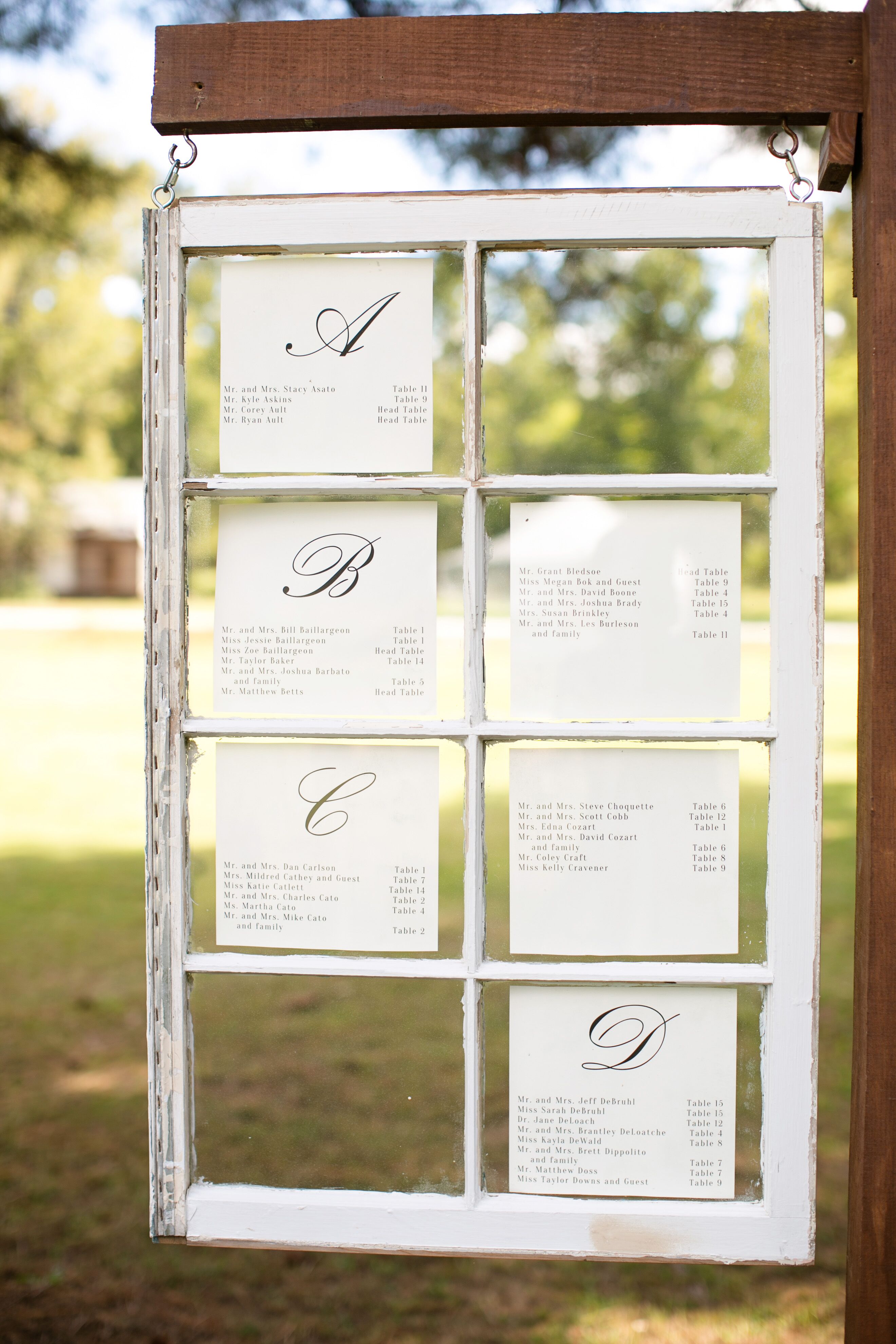 Vintage Window Pane Seating Chart