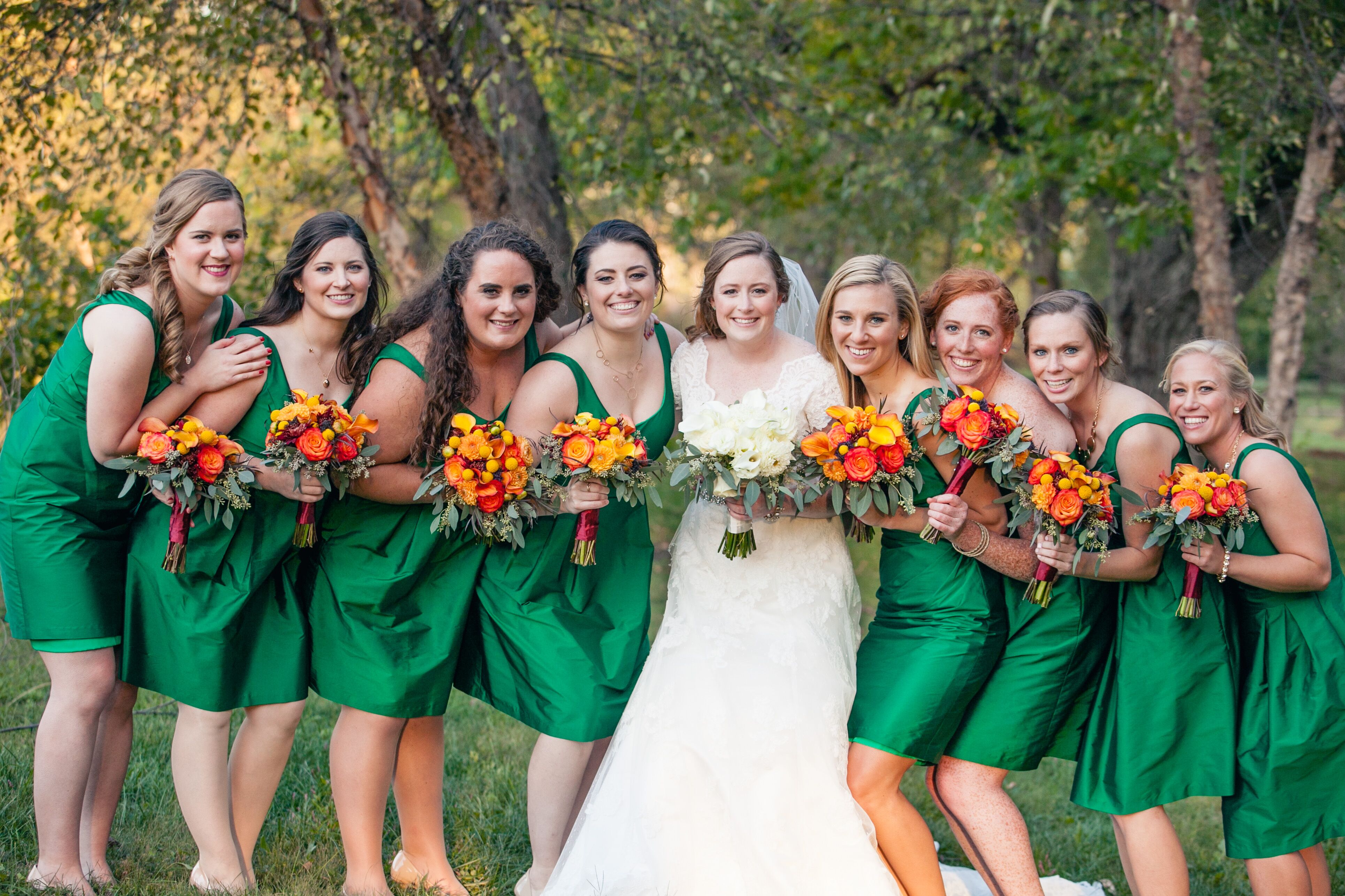 Green and orange hot sale wedding dresses