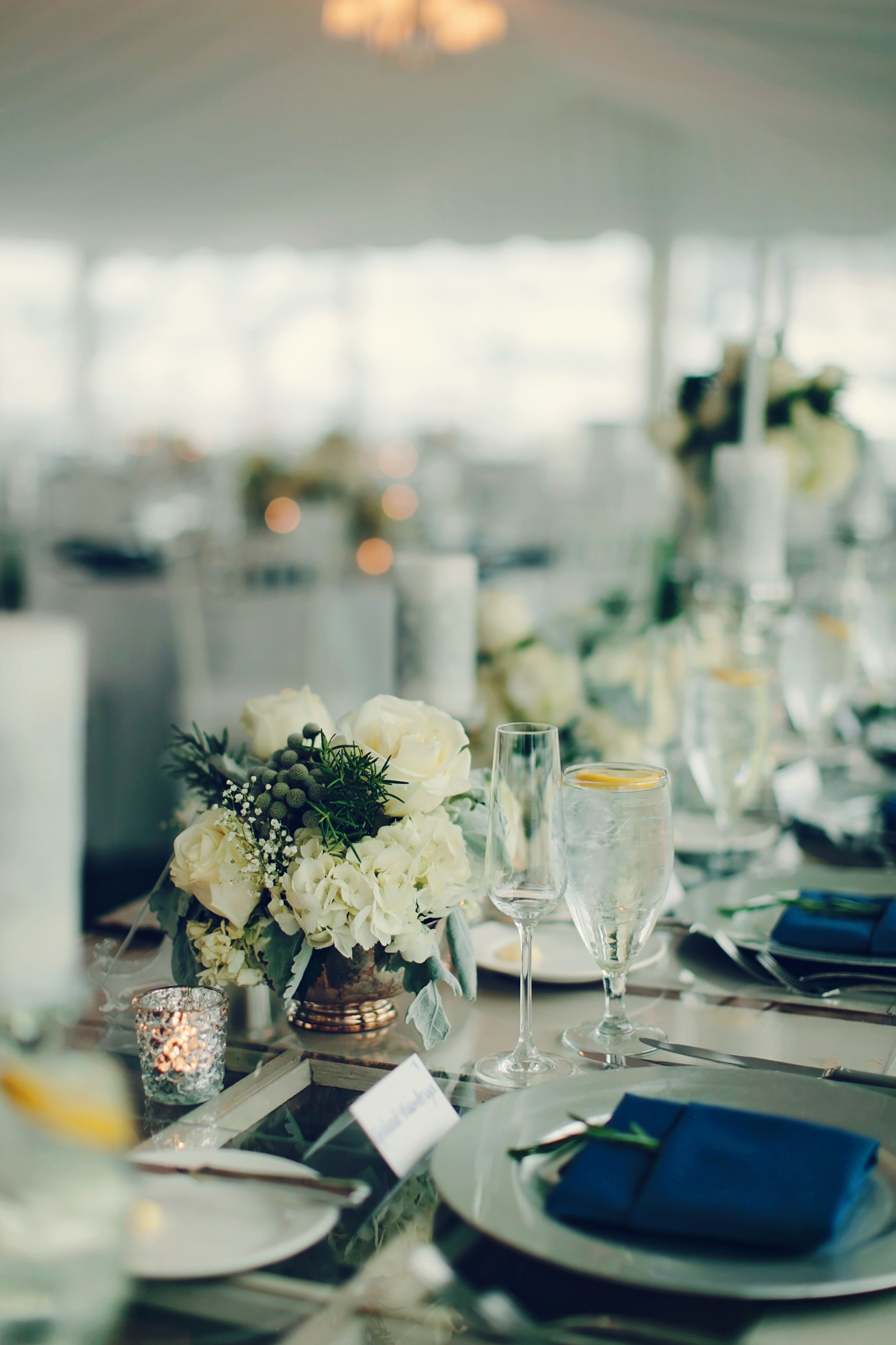 Tented White and Navy Reception