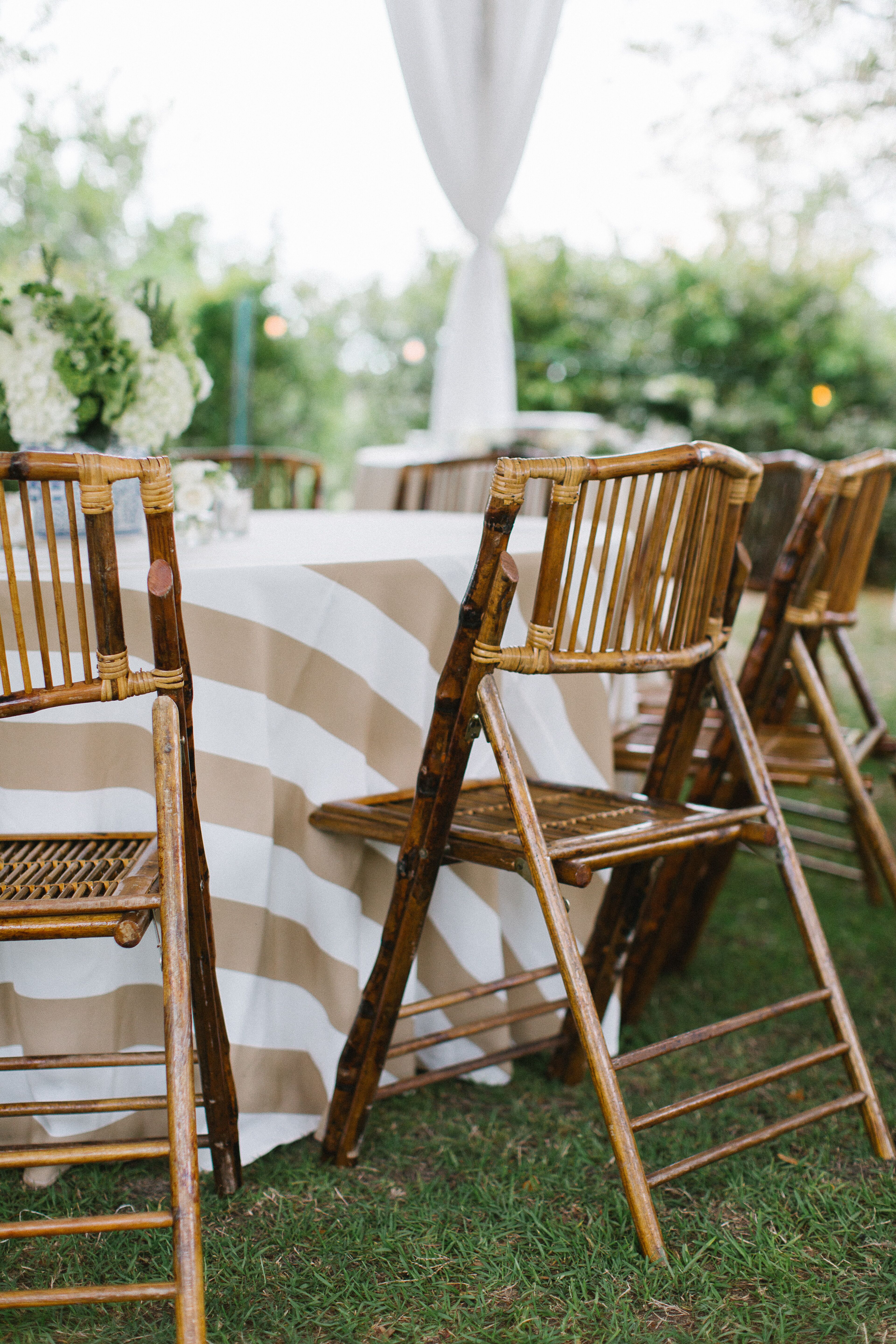 Rustic Wood and Wicker Folding Chairs