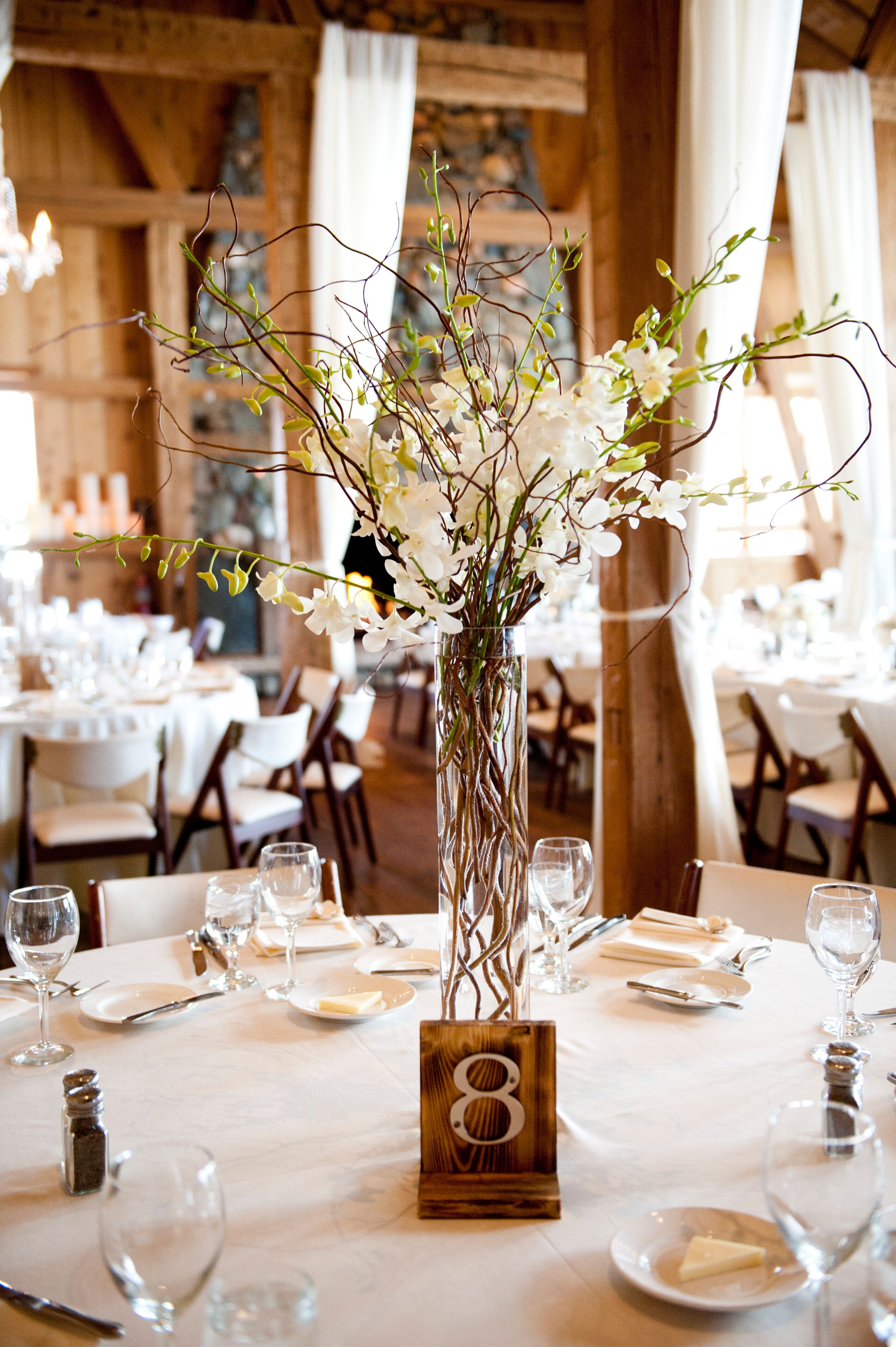 Orchid and Willow Branch Centerpieces