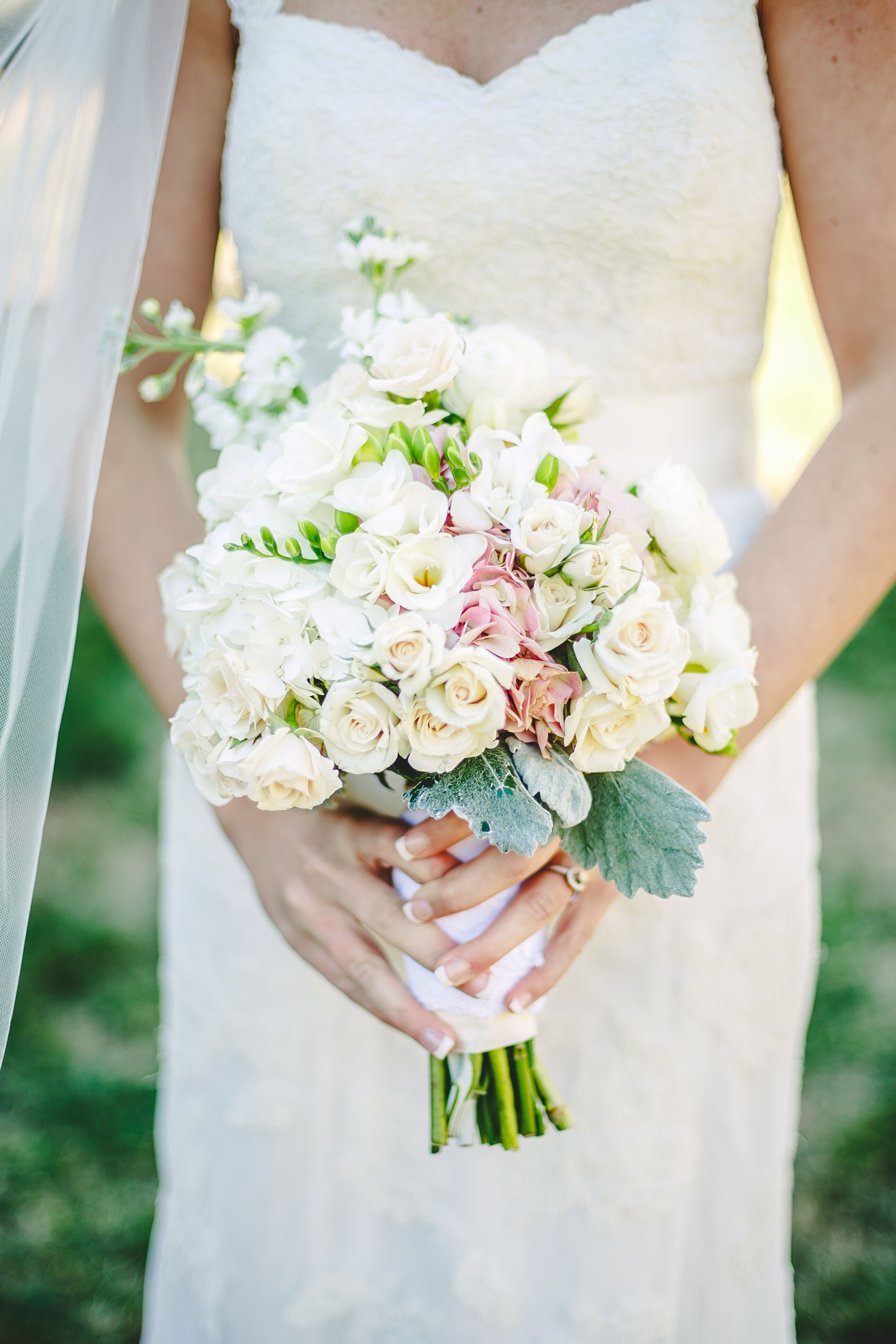 Ivory Rose and Lamb's Ear Bridal Bouquet