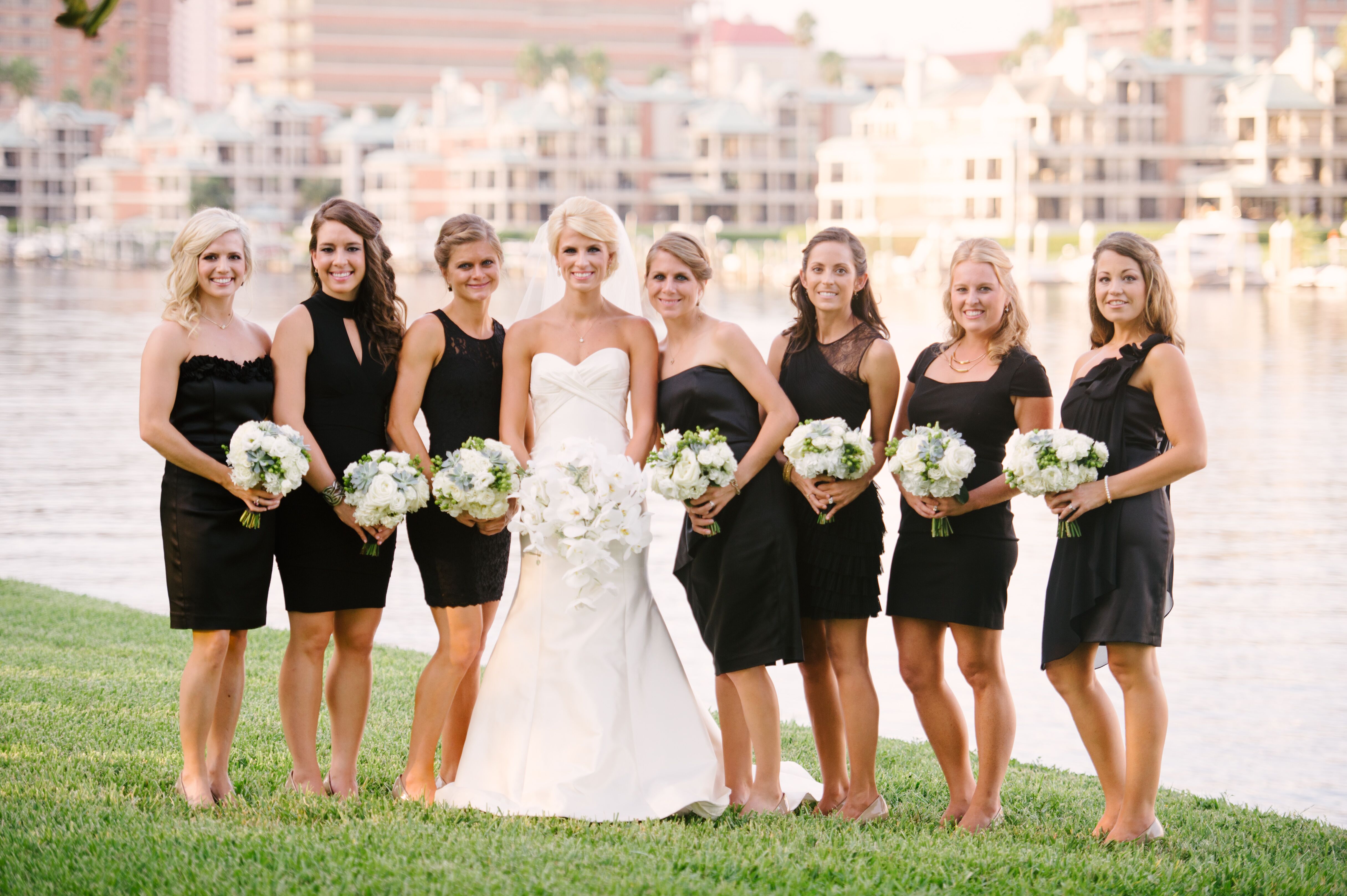 bridesmaid in black dresses