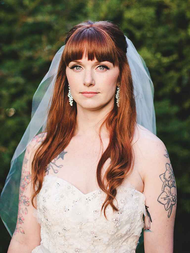 Half-Up Wedding Hairstyle Ideas With Curls, Flowers and Braids