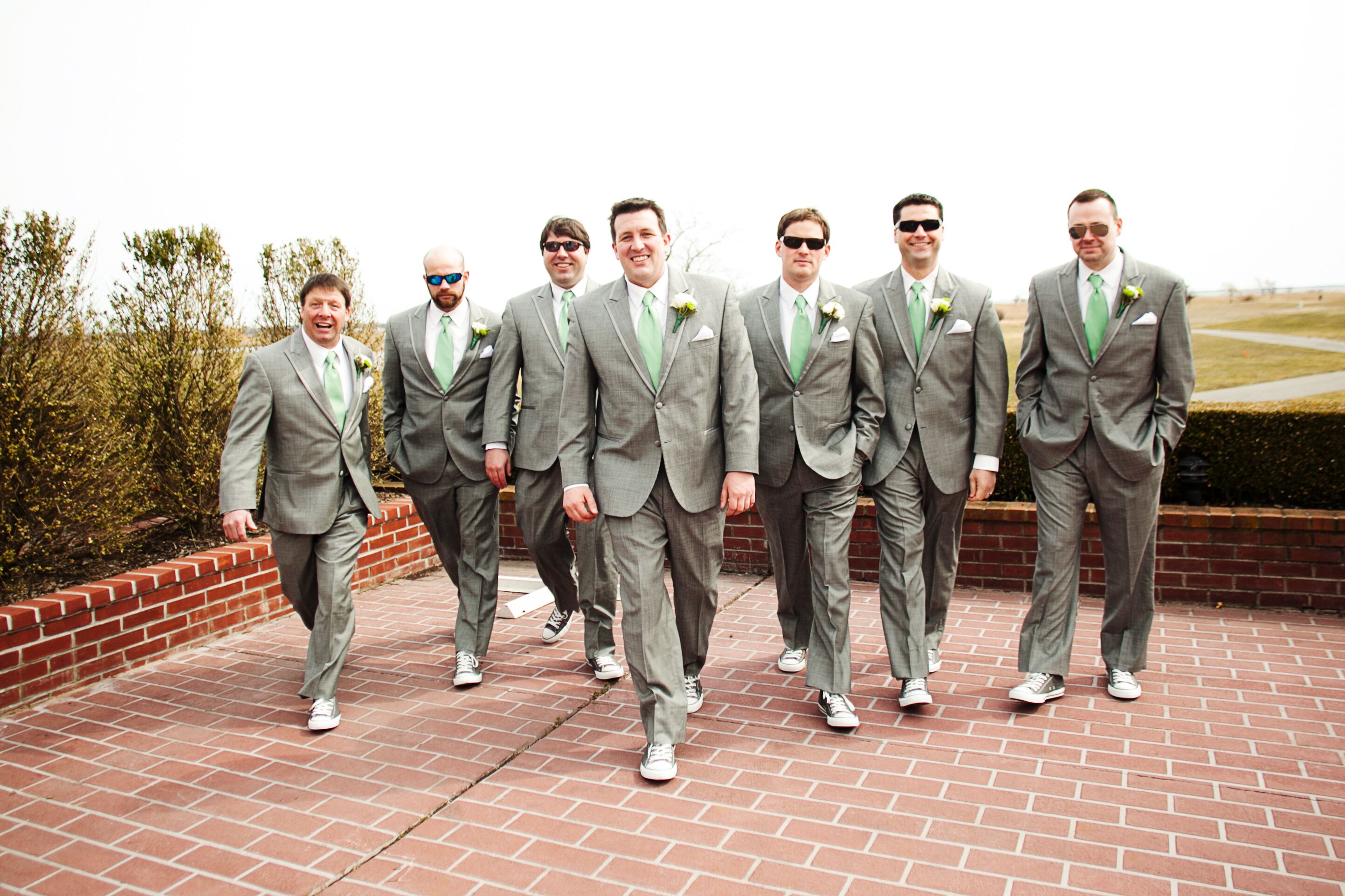 Gray Groomsmen Suits with Converse