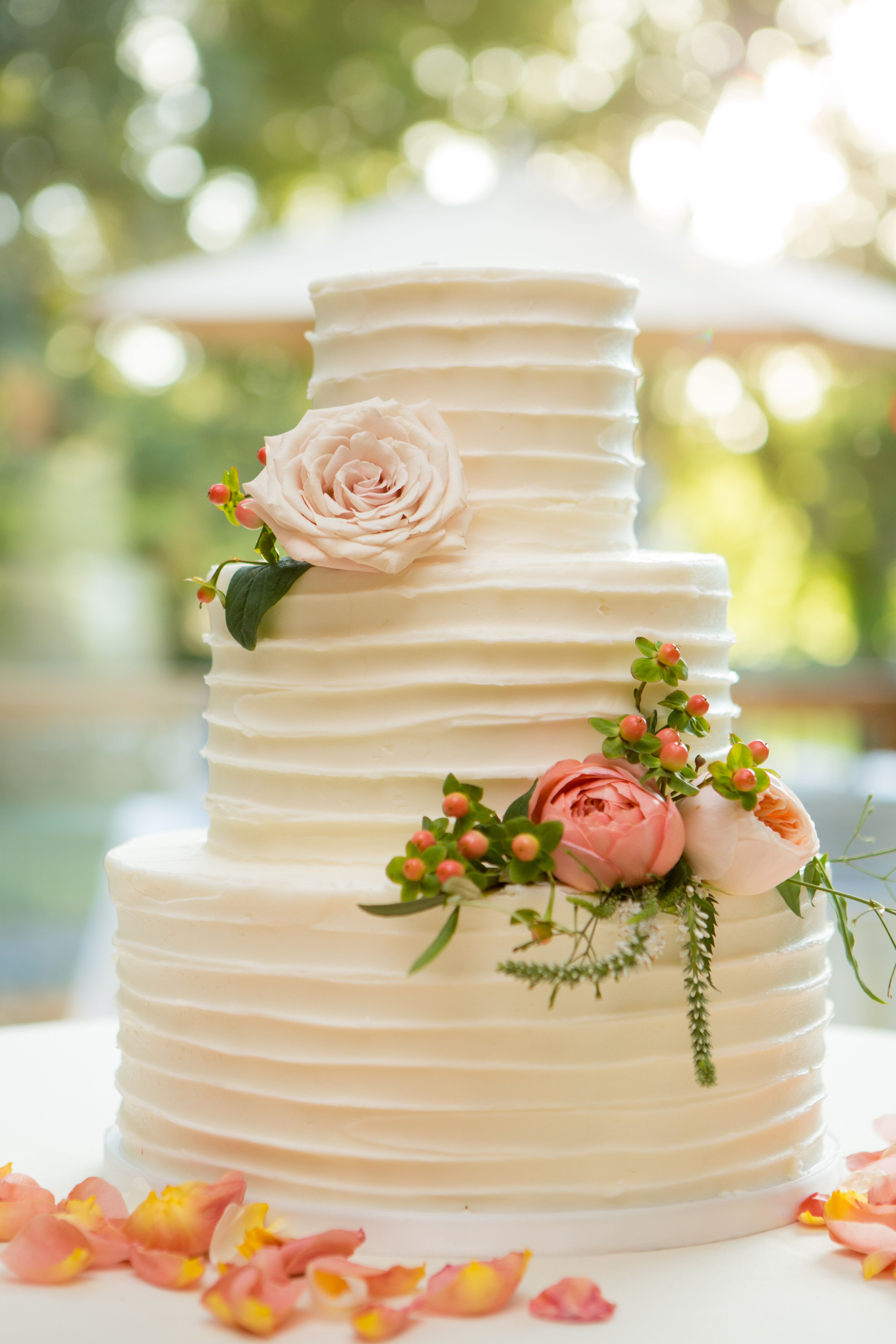 Classic, Simple Rough-Frosted Wedding Cake