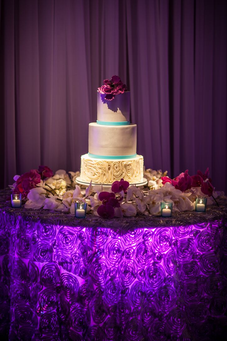 Light Blue and White Wedding Cake