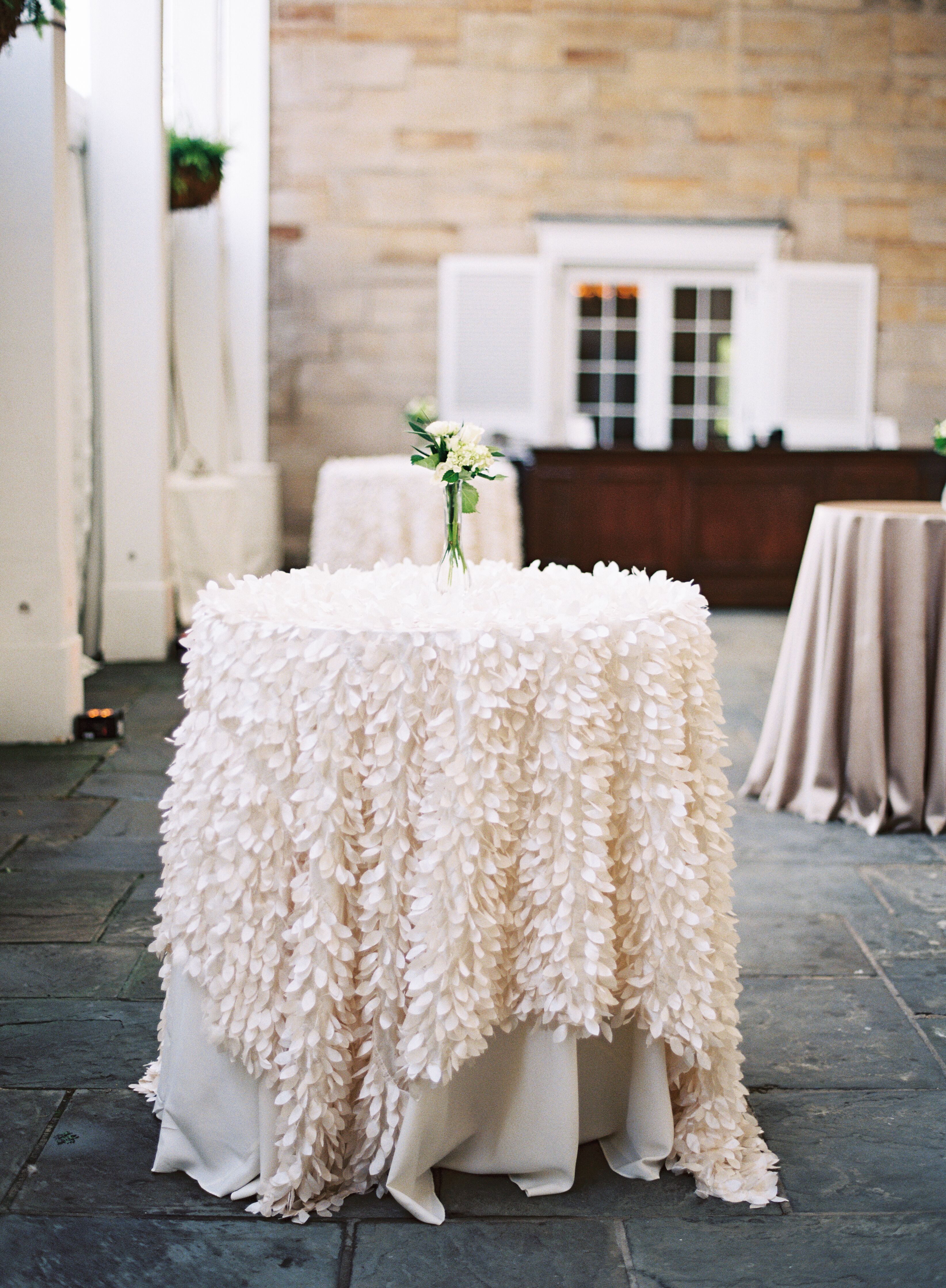 Ivory Feather Linen Over Cocktail Table