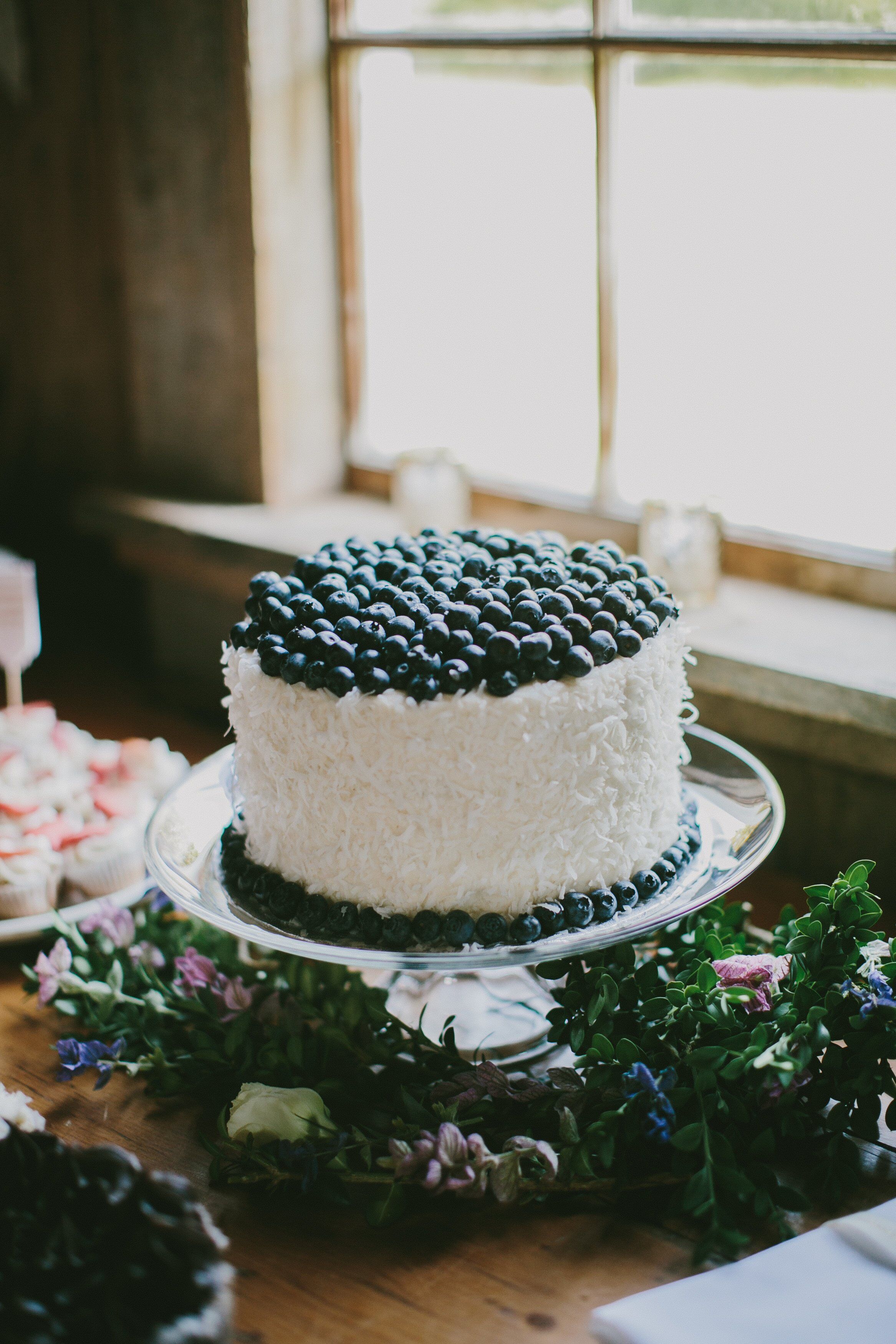 Blueberry Topped Wedding Cake