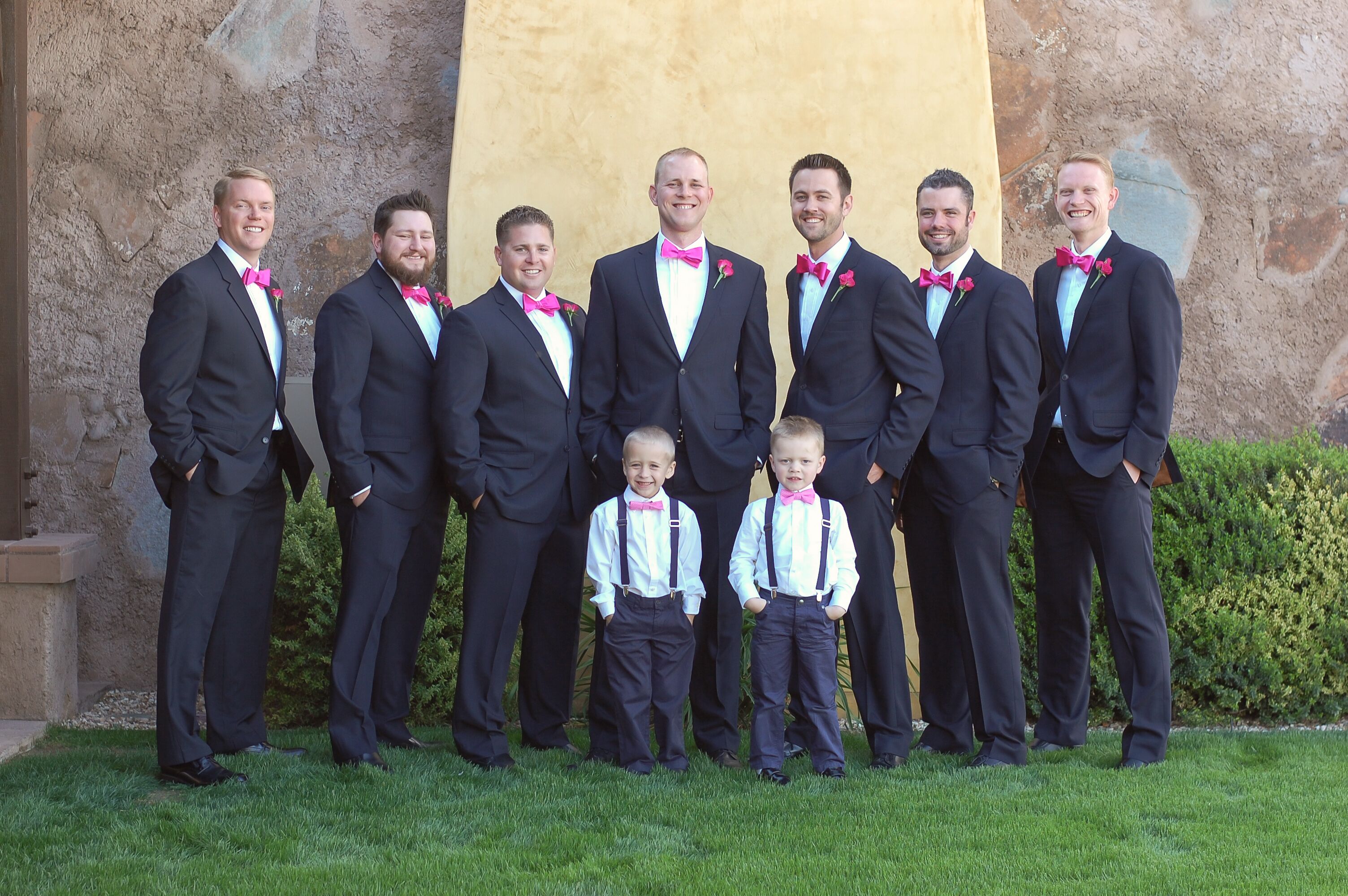 navy and pink groomsmen