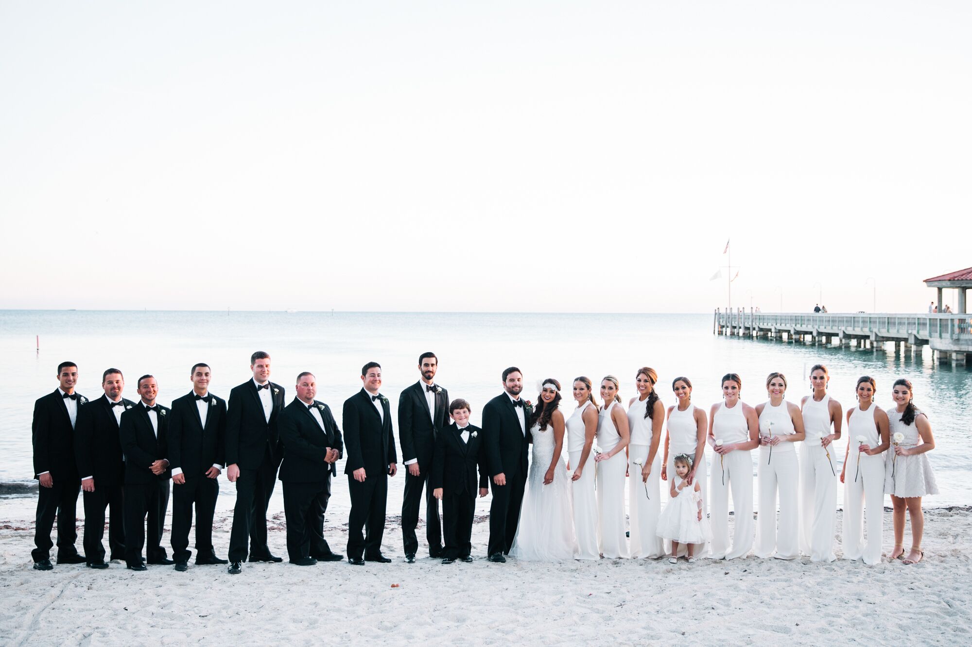 Black-and-White Beach Wedding Party