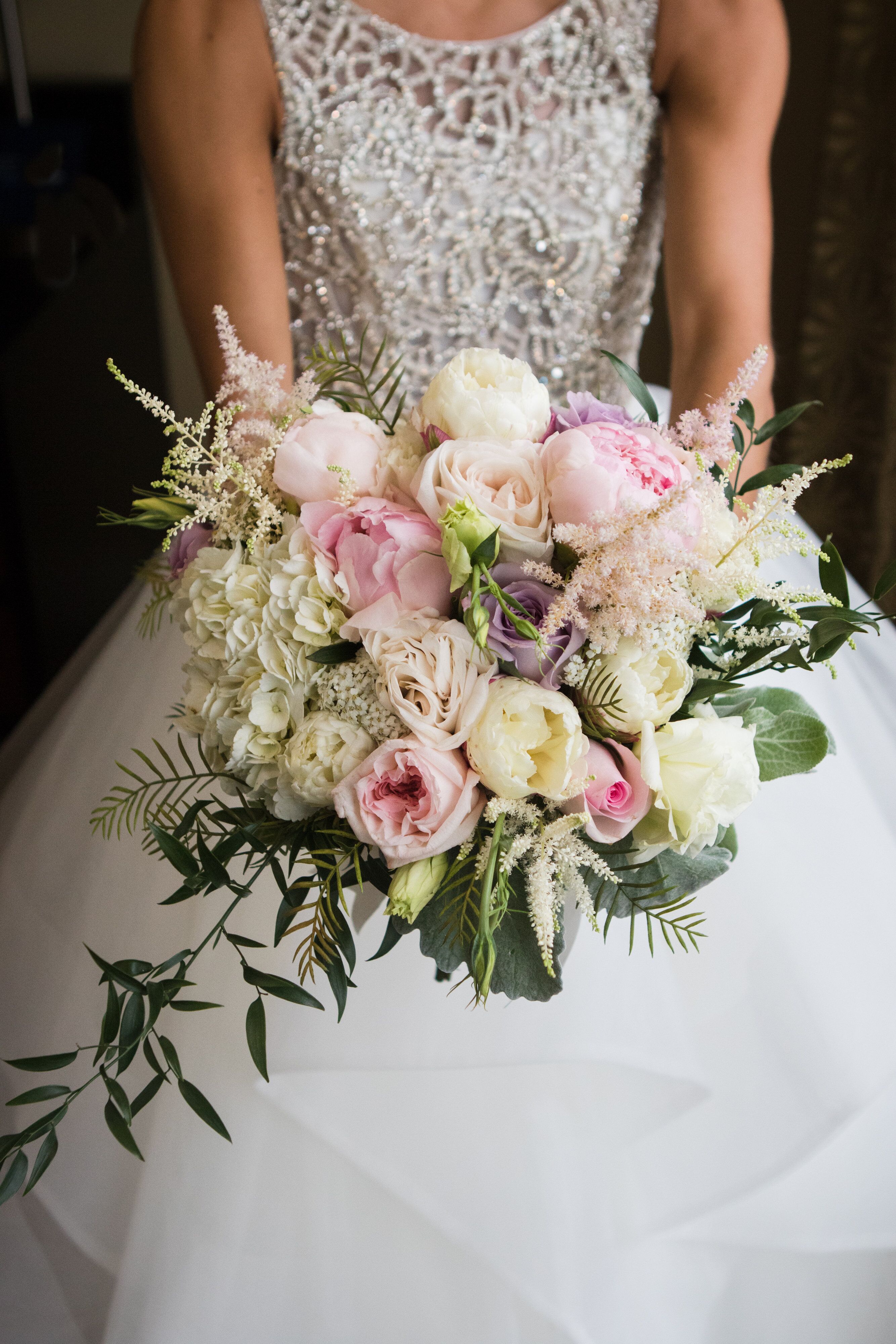 Pink, Cream, Romantic Bridal Bouquet With Peonies