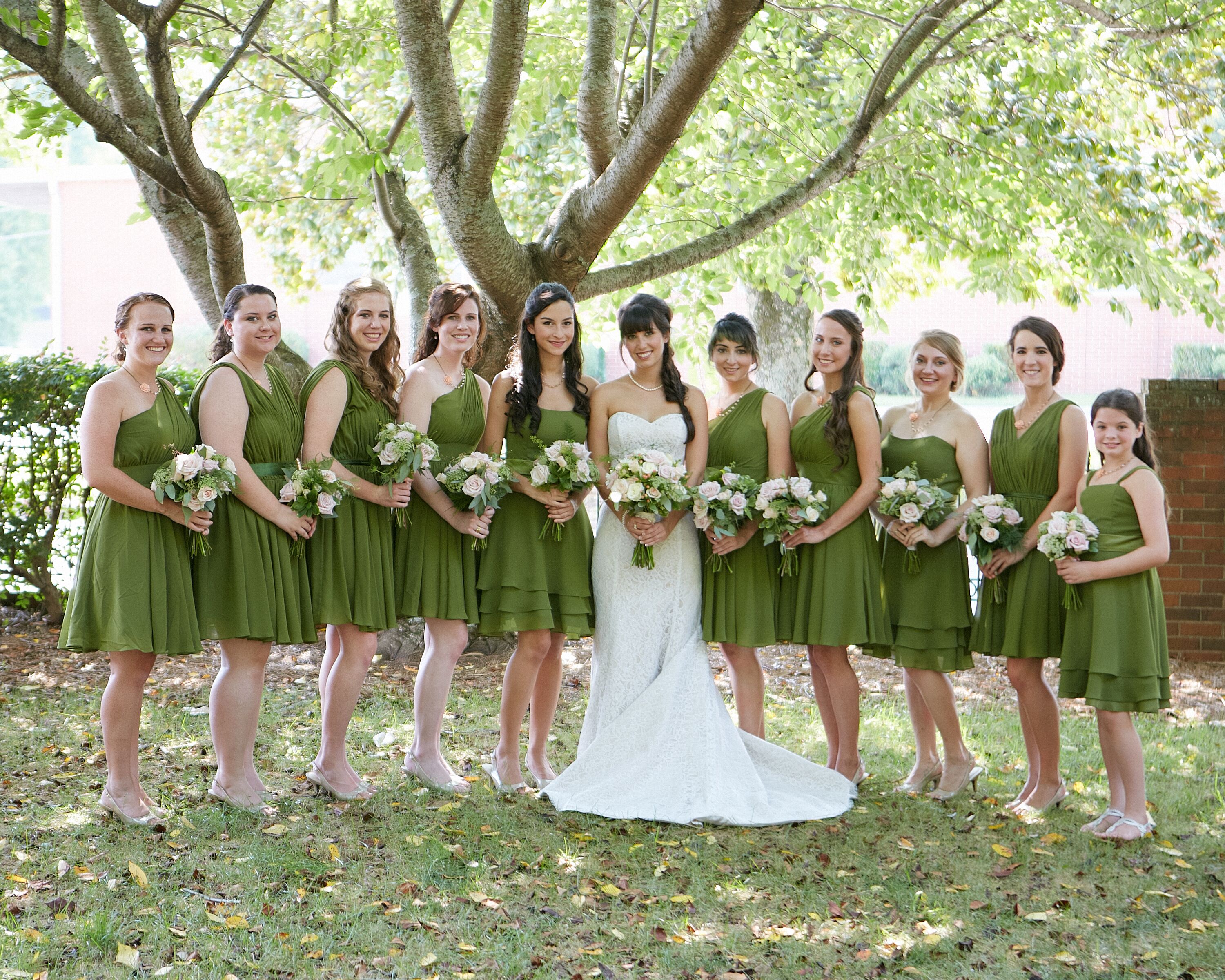 Organic Matching Green Short Bridesmaid ...