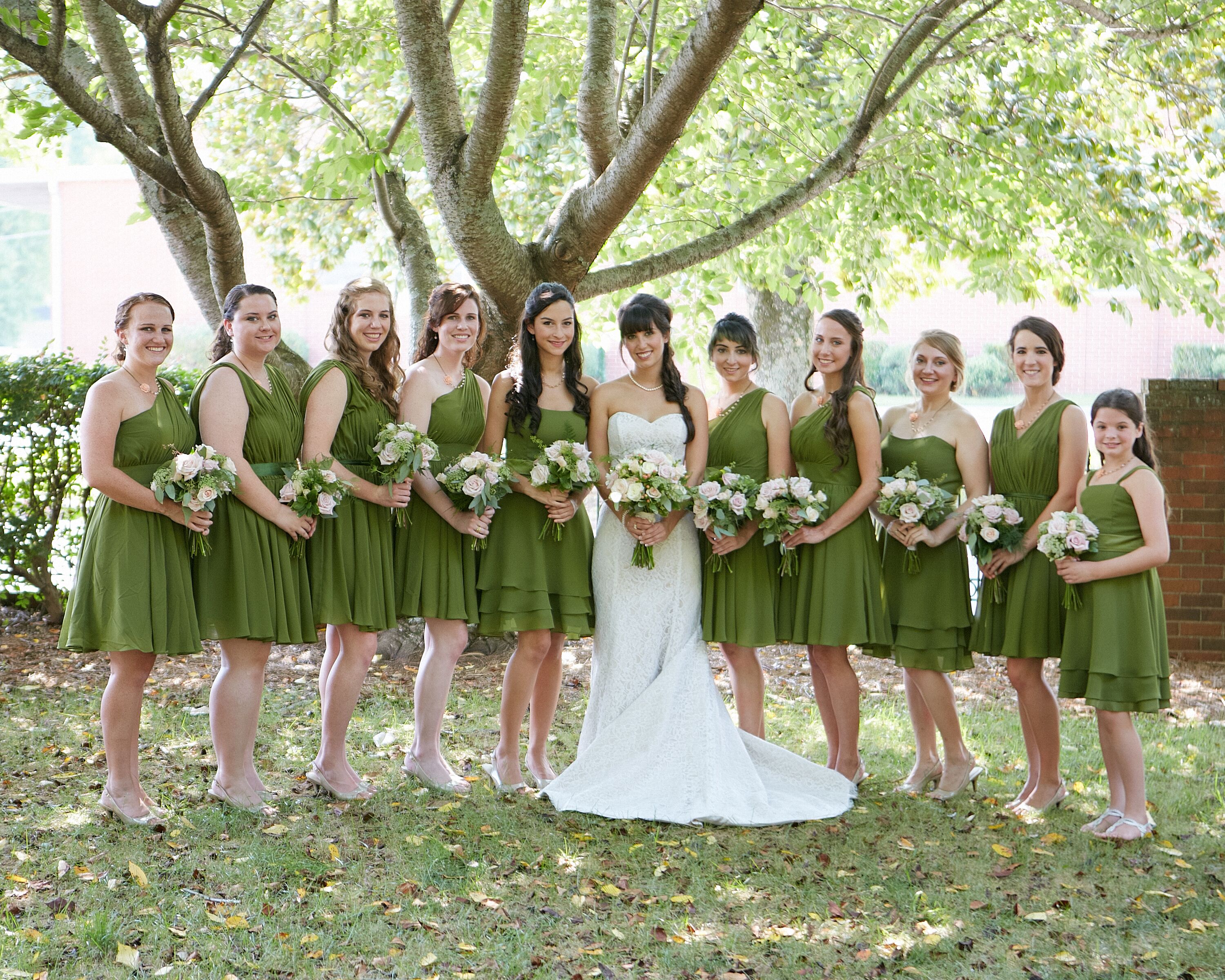 Organic Matching Green Short Bridesmaid Dresses